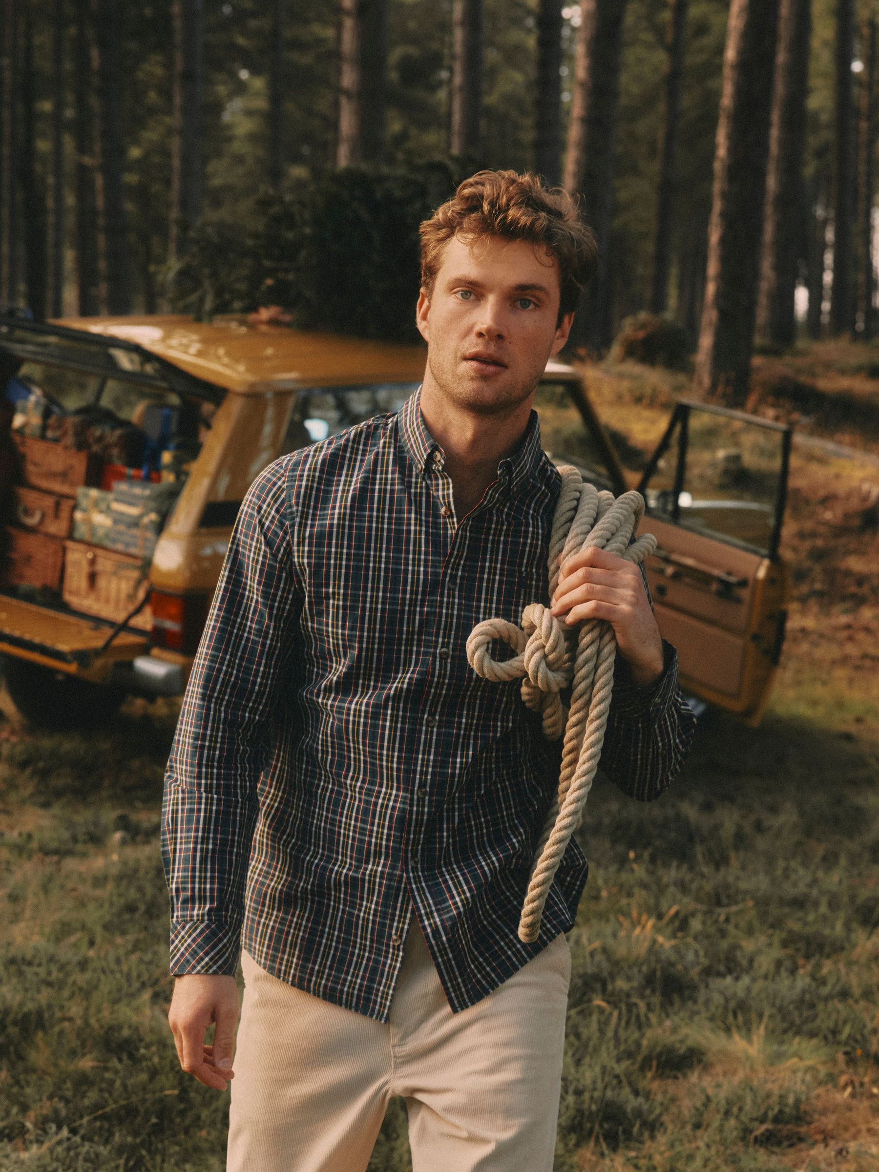 Cotton Poplin Green Long Sleeve Gingham Shirt (AW5585) | £42