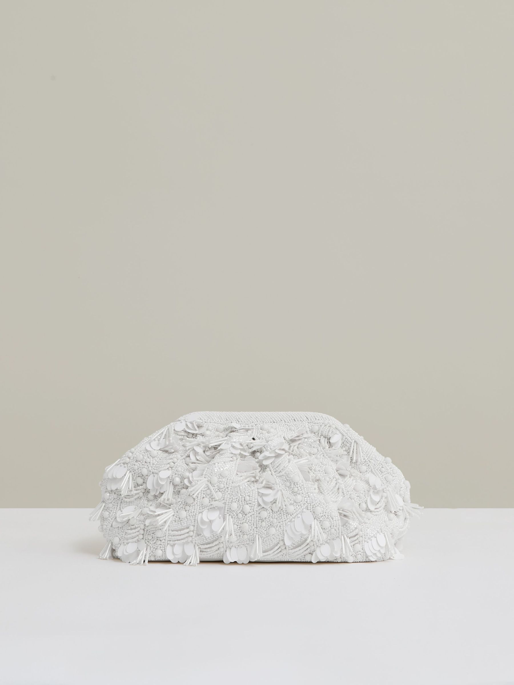 Embellished Clutch Bag in White (AW5777) | £148