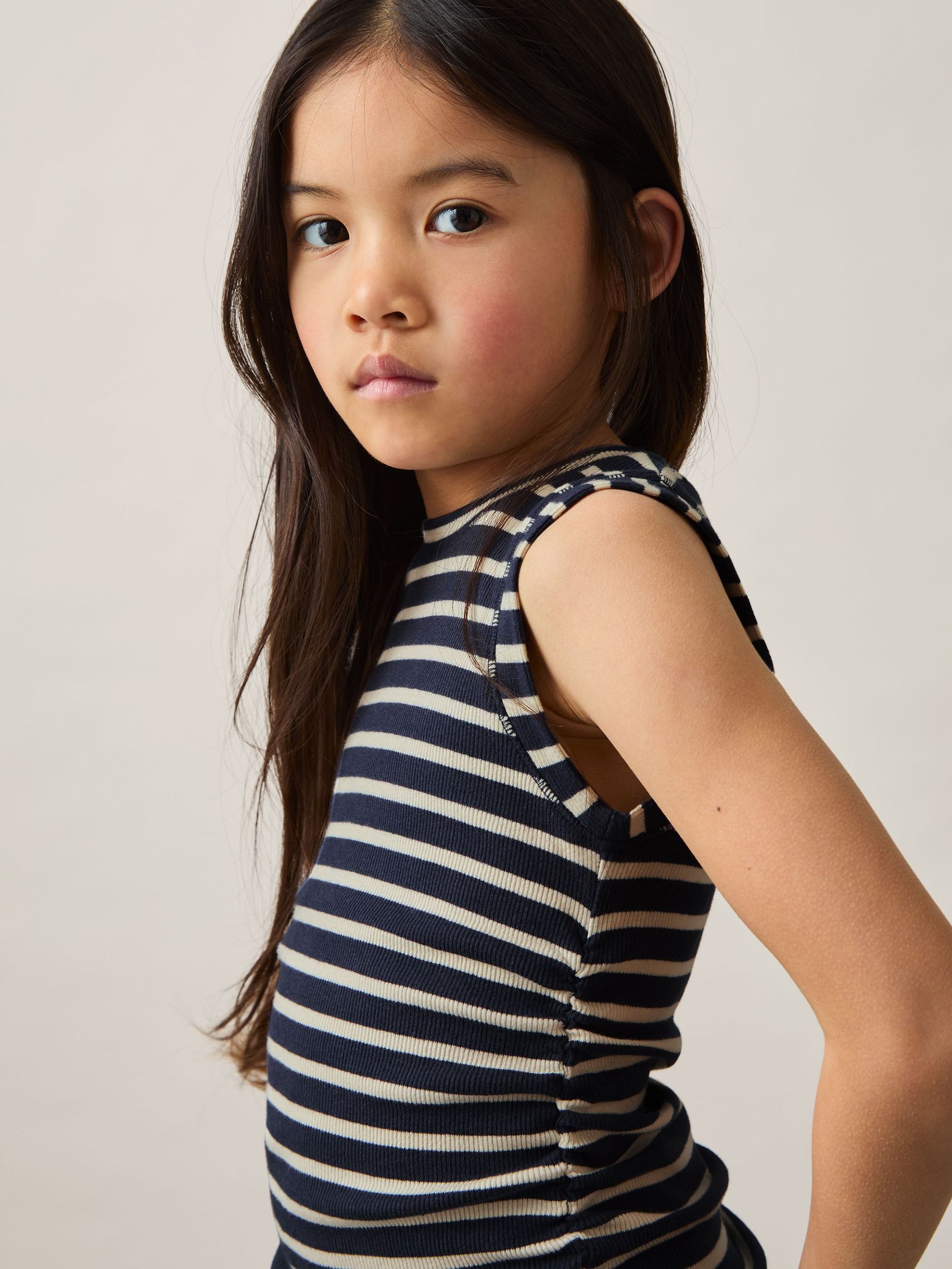 9-13 yrs Ruched Vest Top in Navy/White (AW5792) | £14