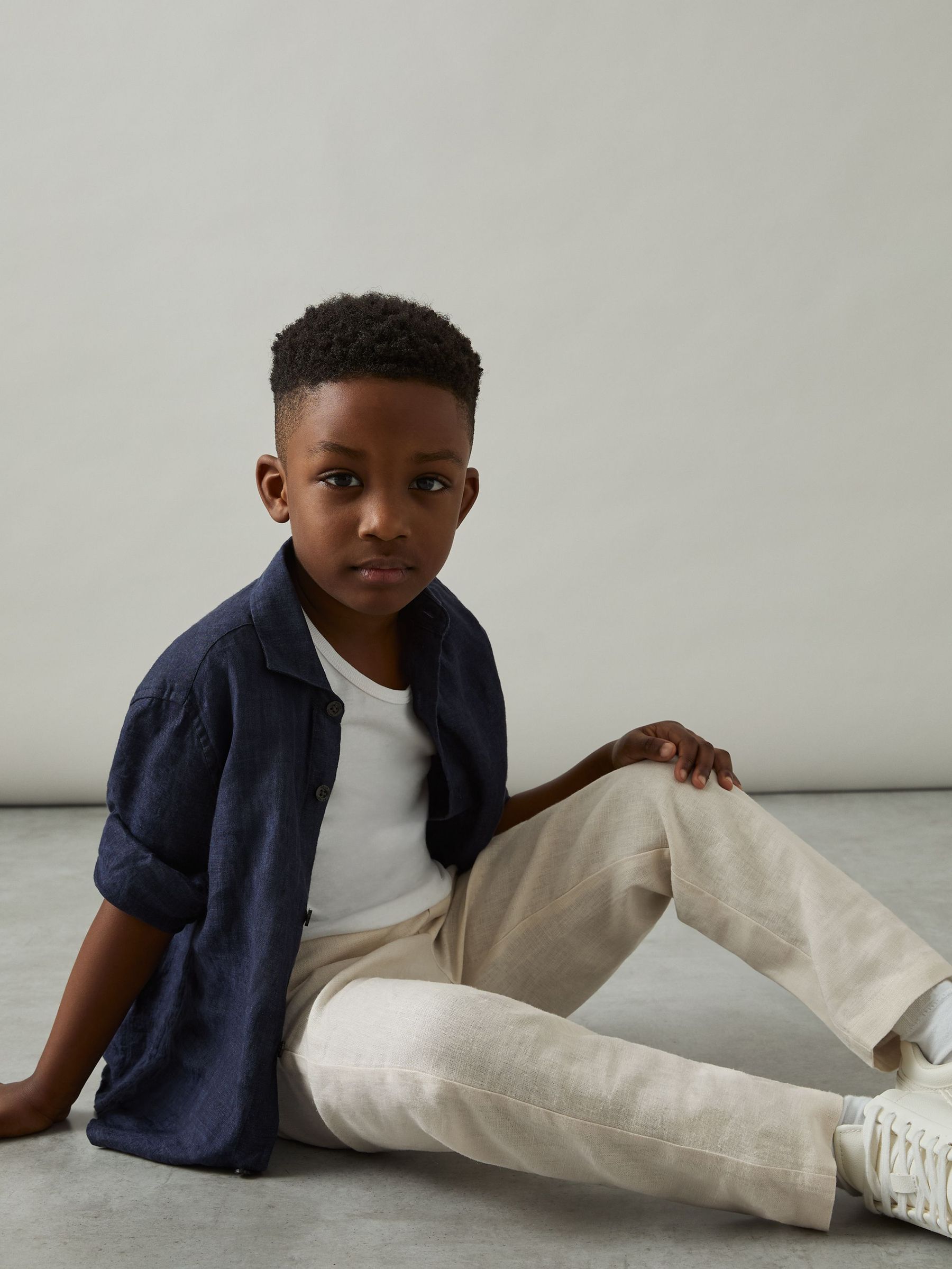 Linen Blend Drawstring Trousers in Stone (AW5805) | £42