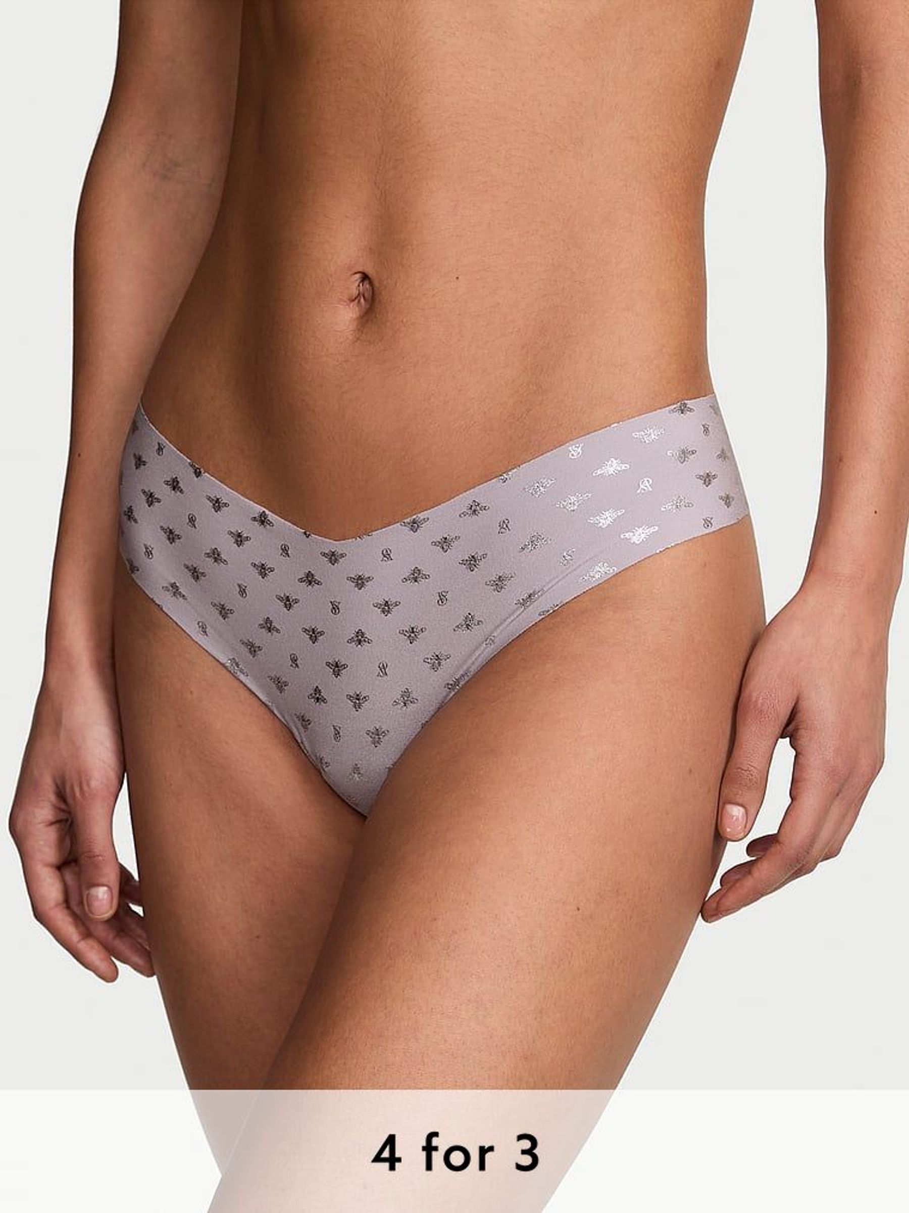 Feather Purple Bees Thong Knickers (AW6338) | £9