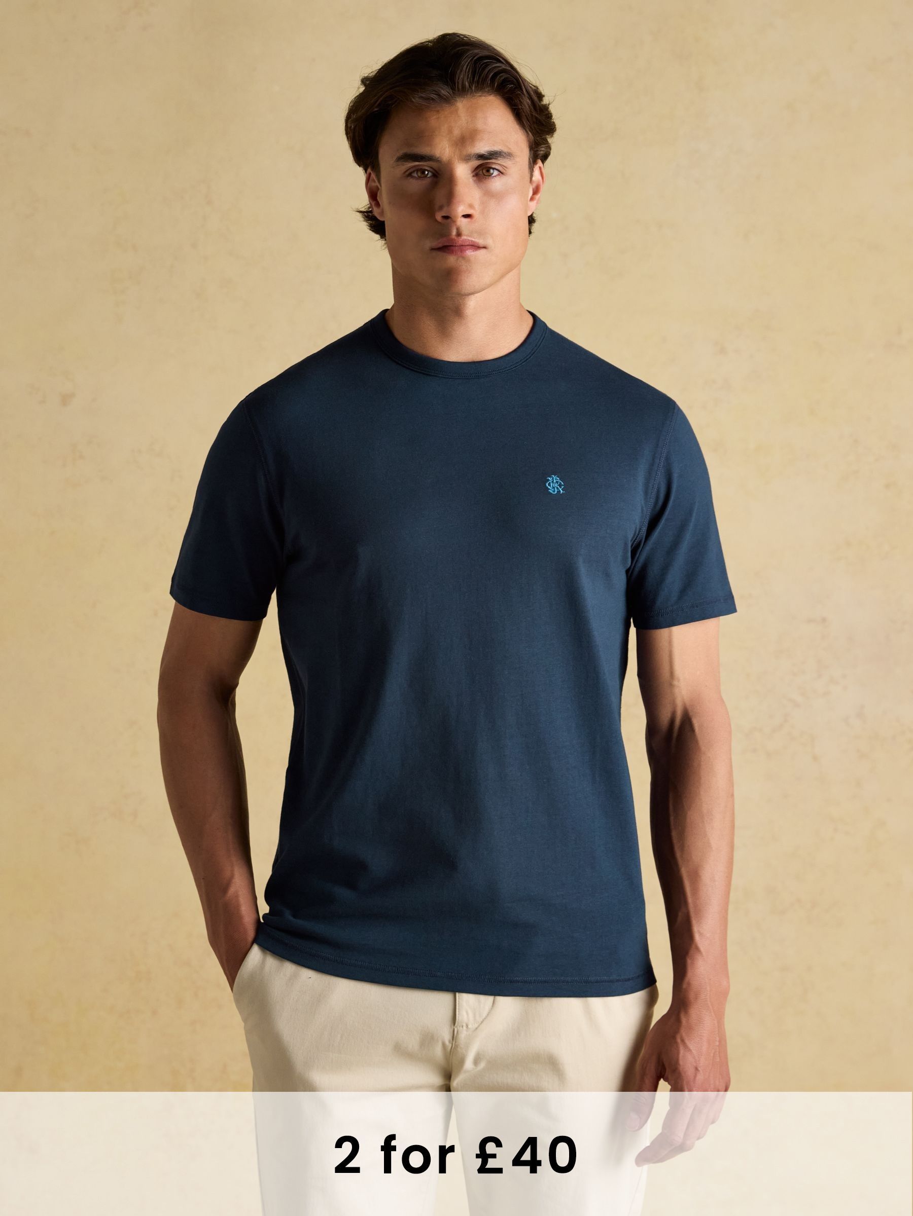 Rugby Club Navy Crew Neck Cotton T-Shirt (AW6387) | £24