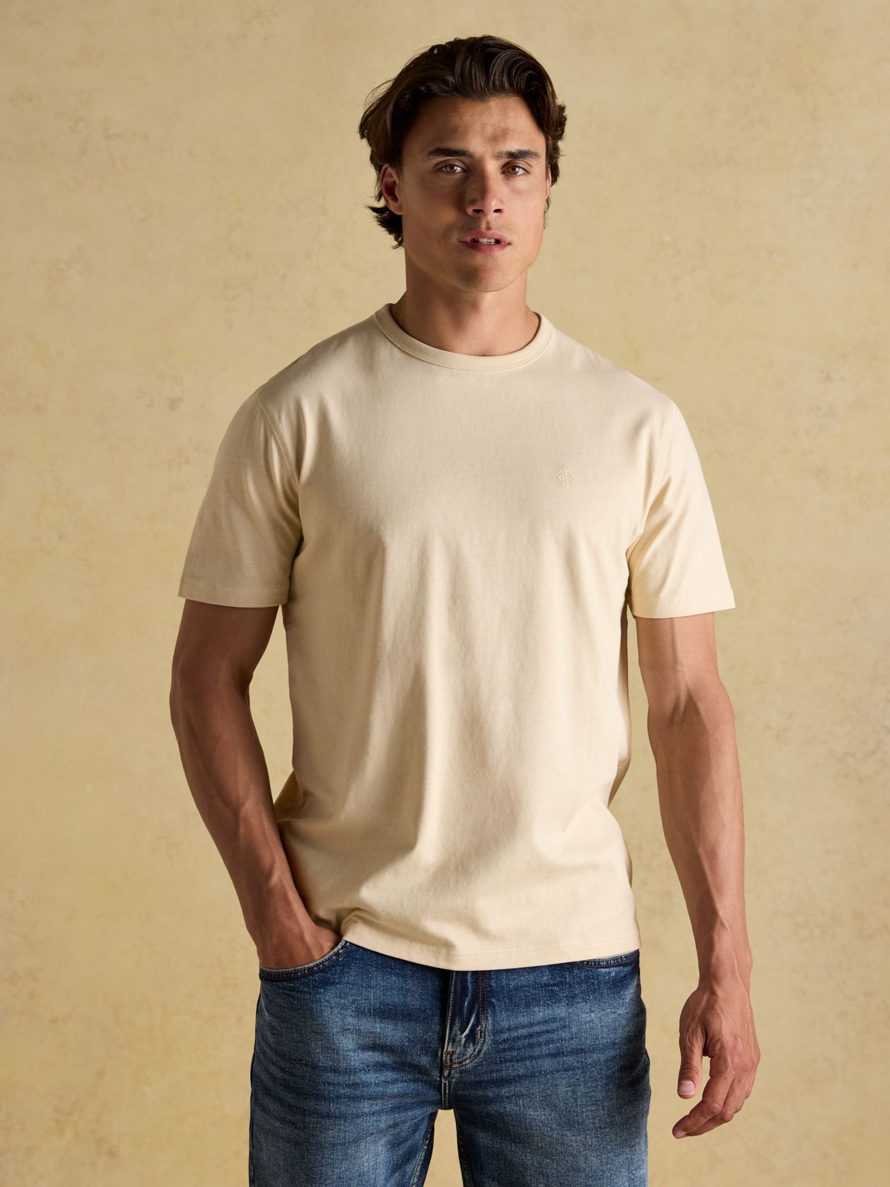 Rugby Club Cream Crew Neck Cotton T-Shirt