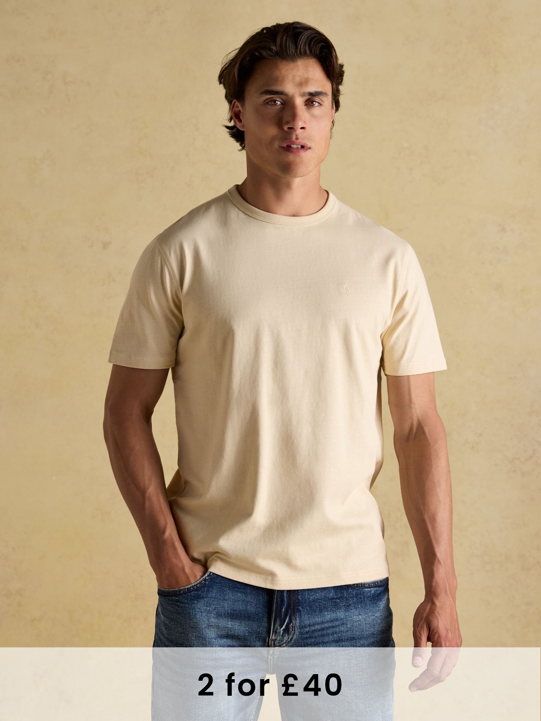 Rugby Club Cream Crew Neck Cotton T-Shirt (AW6388) | £24