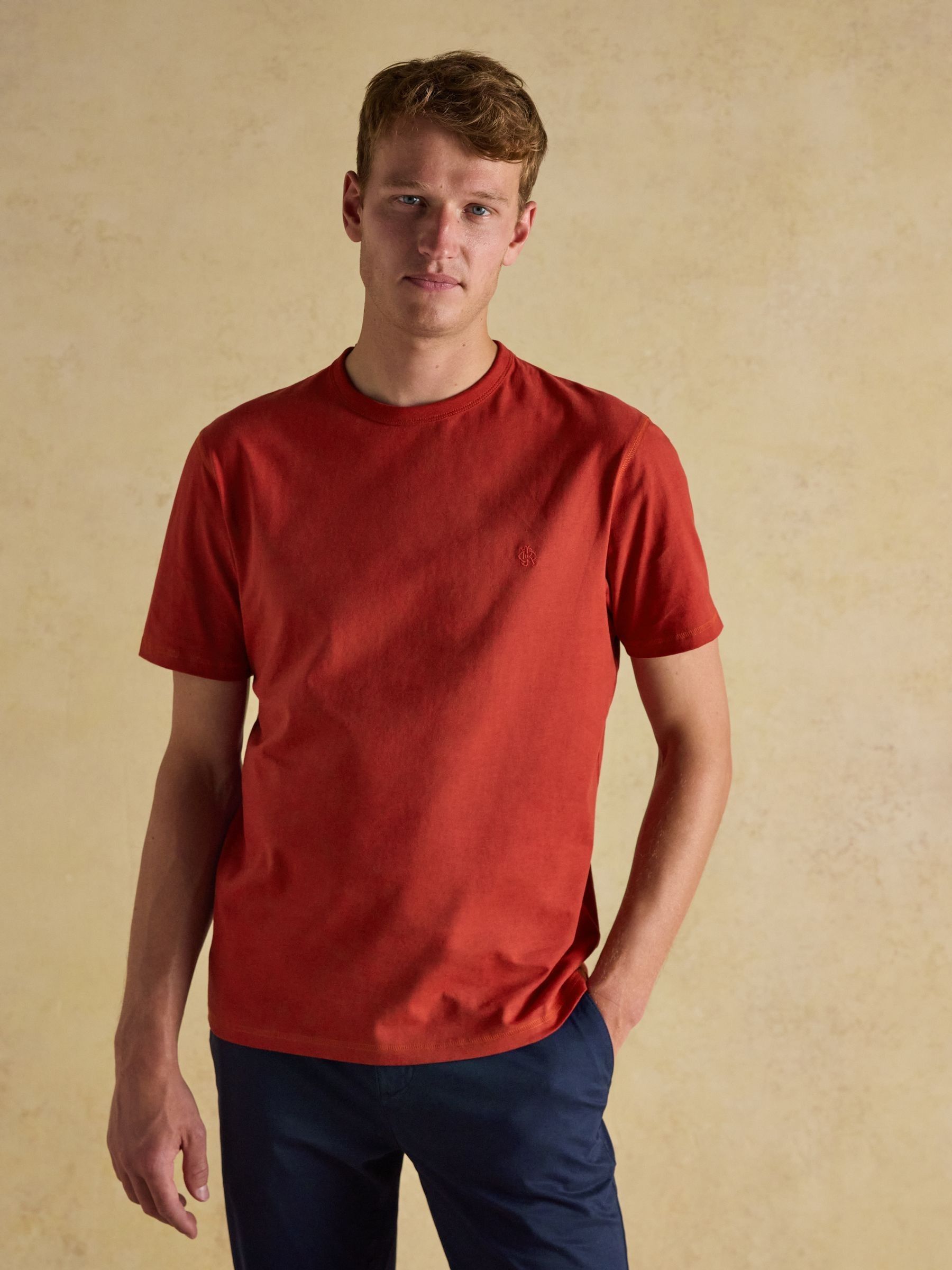 Rugby Club Orange Crew Neck Cotton T-Shirt