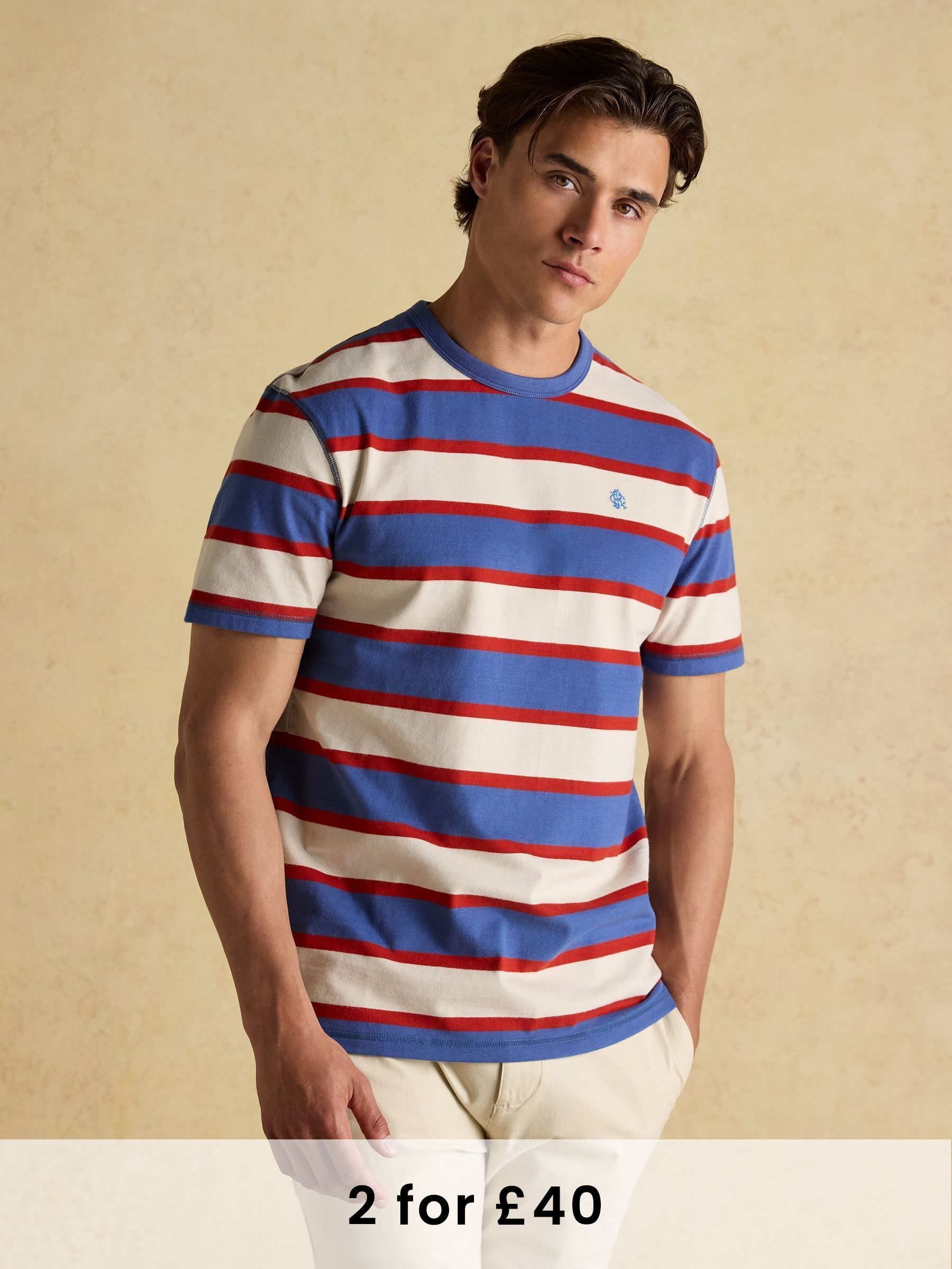 Rugby Club White/Blue Crew Neck Cotton T-Shirt (AW6400) | £26