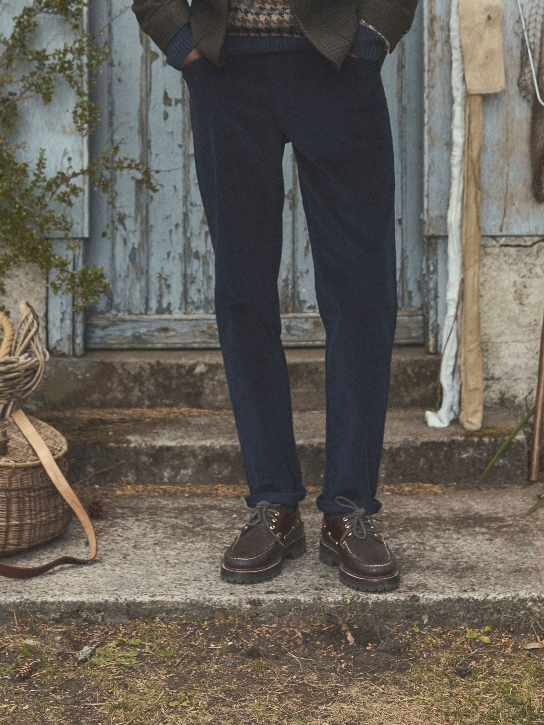 Classic Fit Cord Navy Trousers (AW6503) | £60