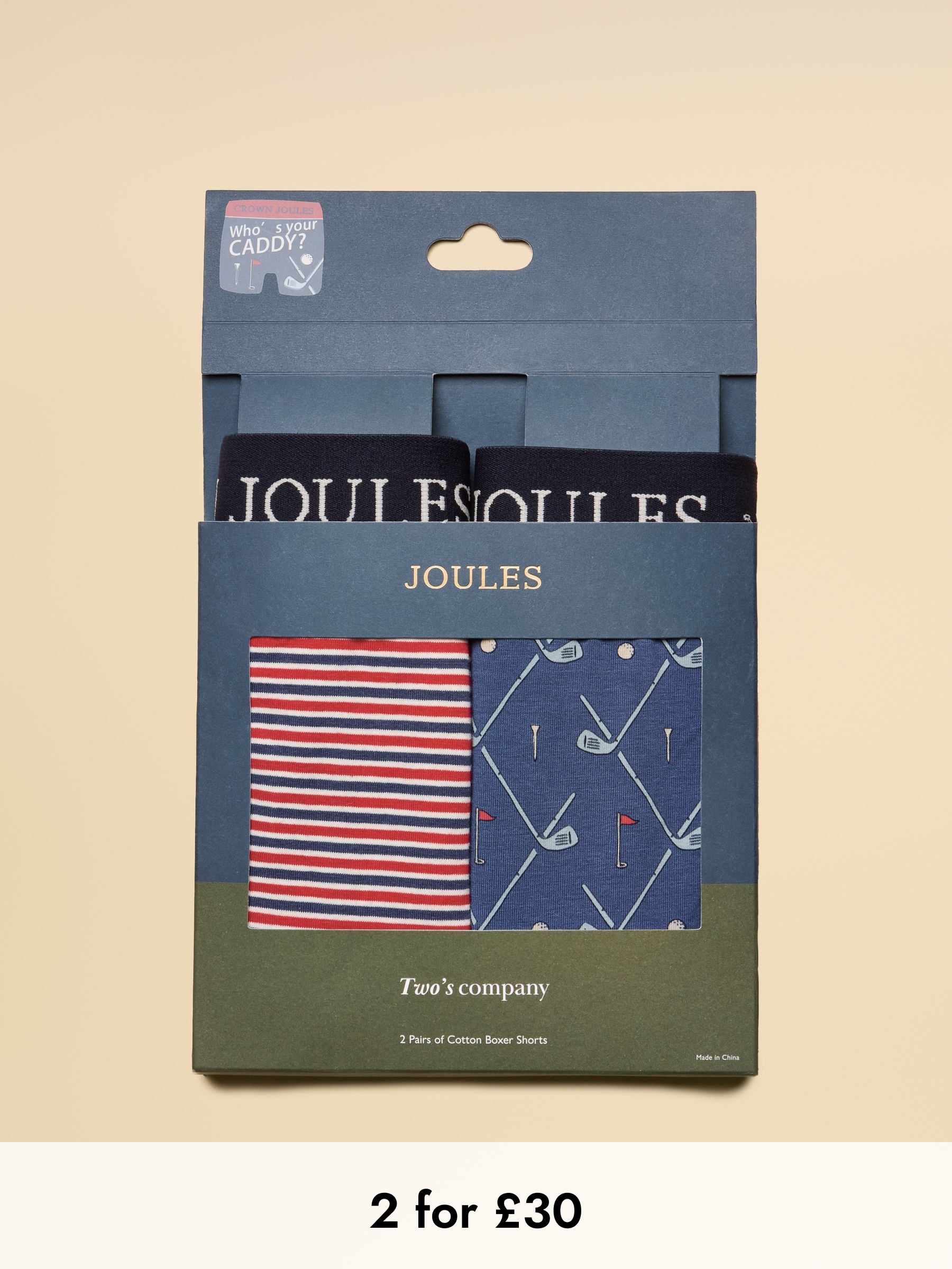 Crown Joules Red & Blue Cotton Jersey Boxer Shorts - 2 Pack (AW6570) | £19.95