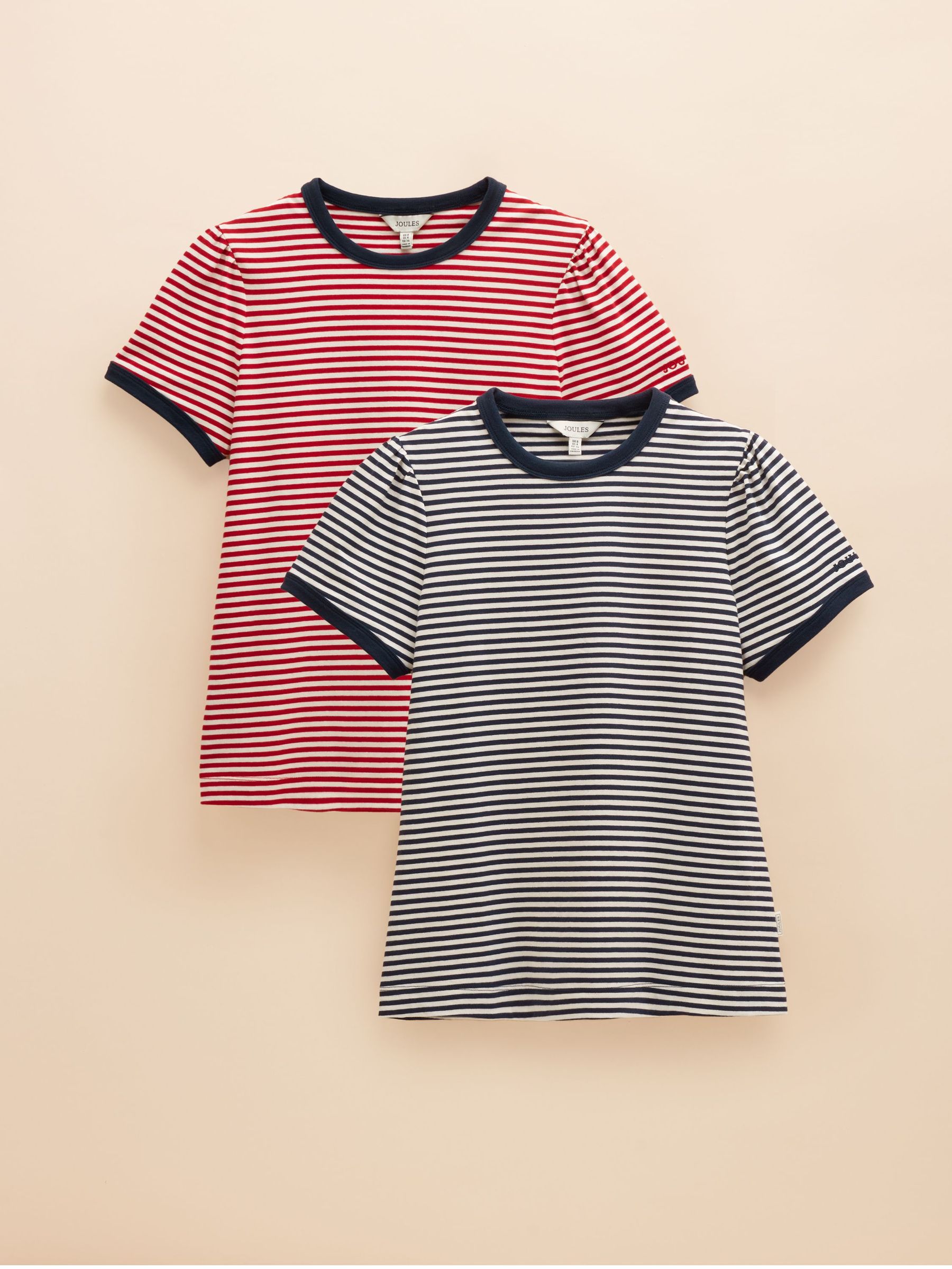 Erin 2 Pack Navy Stripe/Red Stripe Short Sleeve T-Shirts (AW6824) | £35