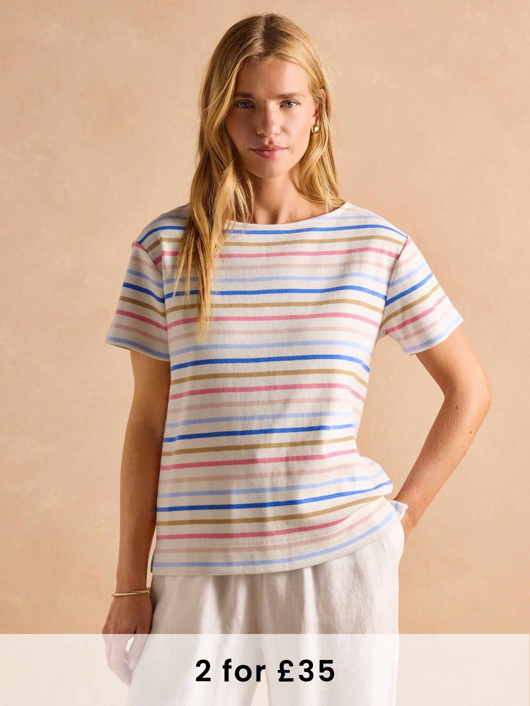 Harbour Multi Short Sleeve Boat Neck Breton Top (AW7035) | £26