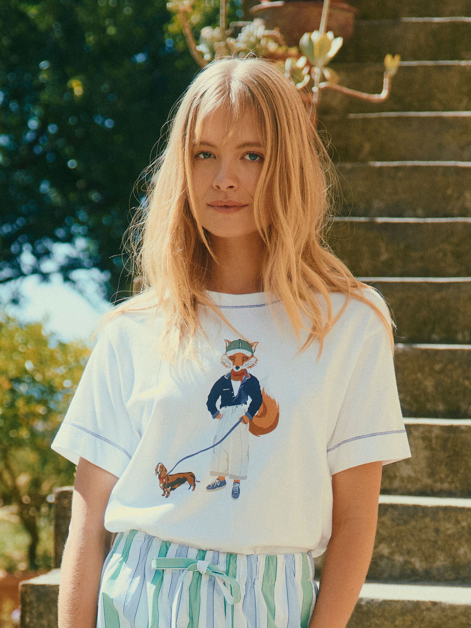 Fox Graphic Cotton T-Shirt (AW7042) | £28