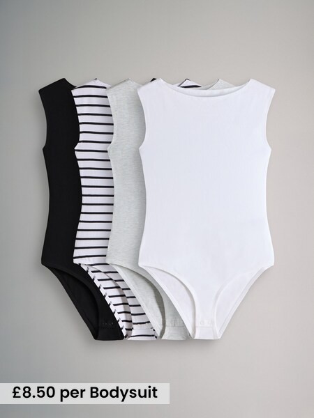 4 Pack Boat Neck Bodysuits (AW8424) | £34