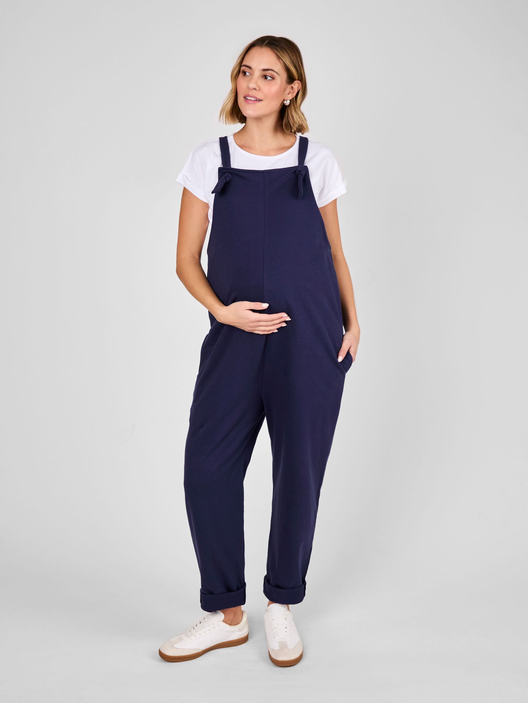Navy Jersey Dungarees (AW8966) | £39.50