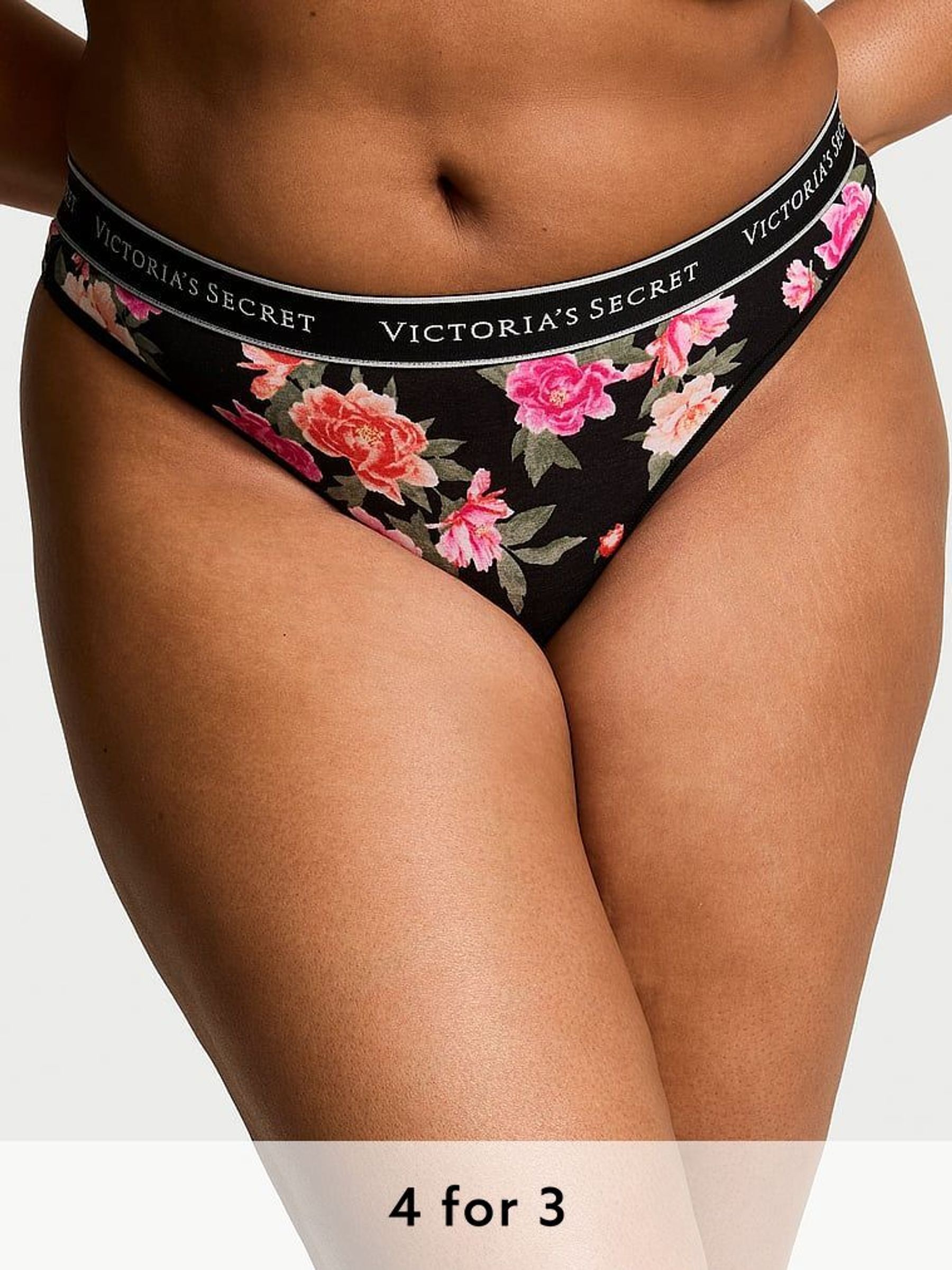 Black Floral Thong Knickers (AY0089) | £9