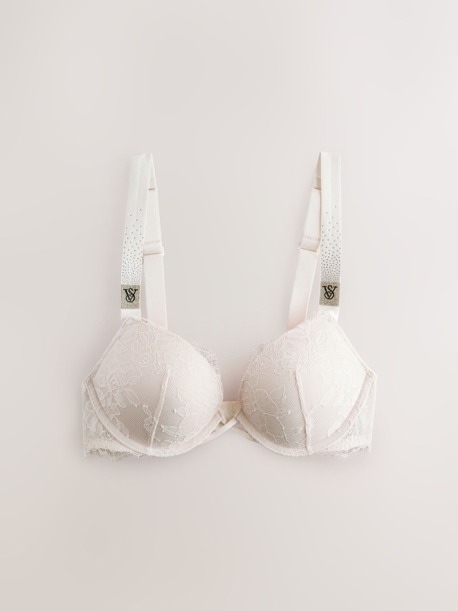 Coconut White Add 2 Cups Push Up Lace Bombshell Scattered Shine Strap Bra (AY0104) | £59