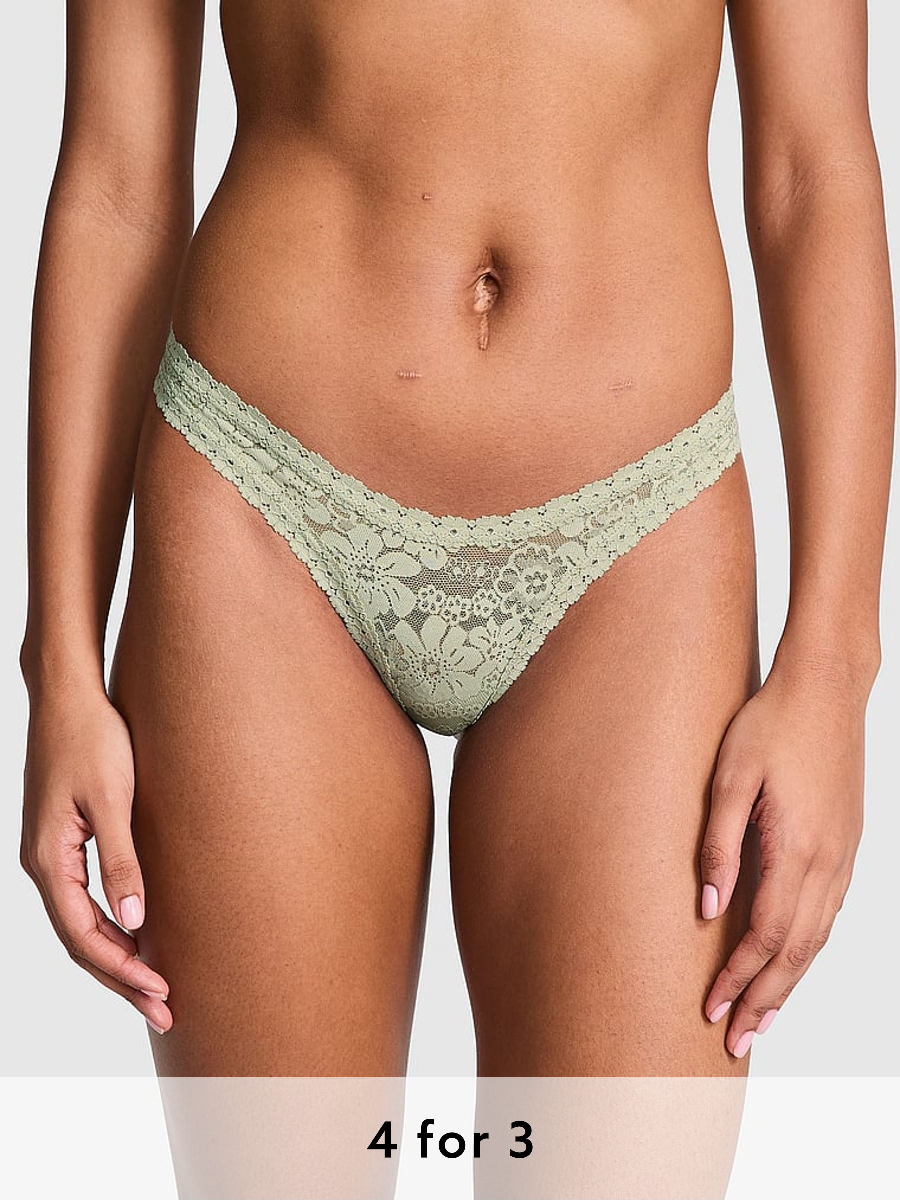 Green Garden Mini Scoop Thong Floral Lace Knickers (AY0111) | £9