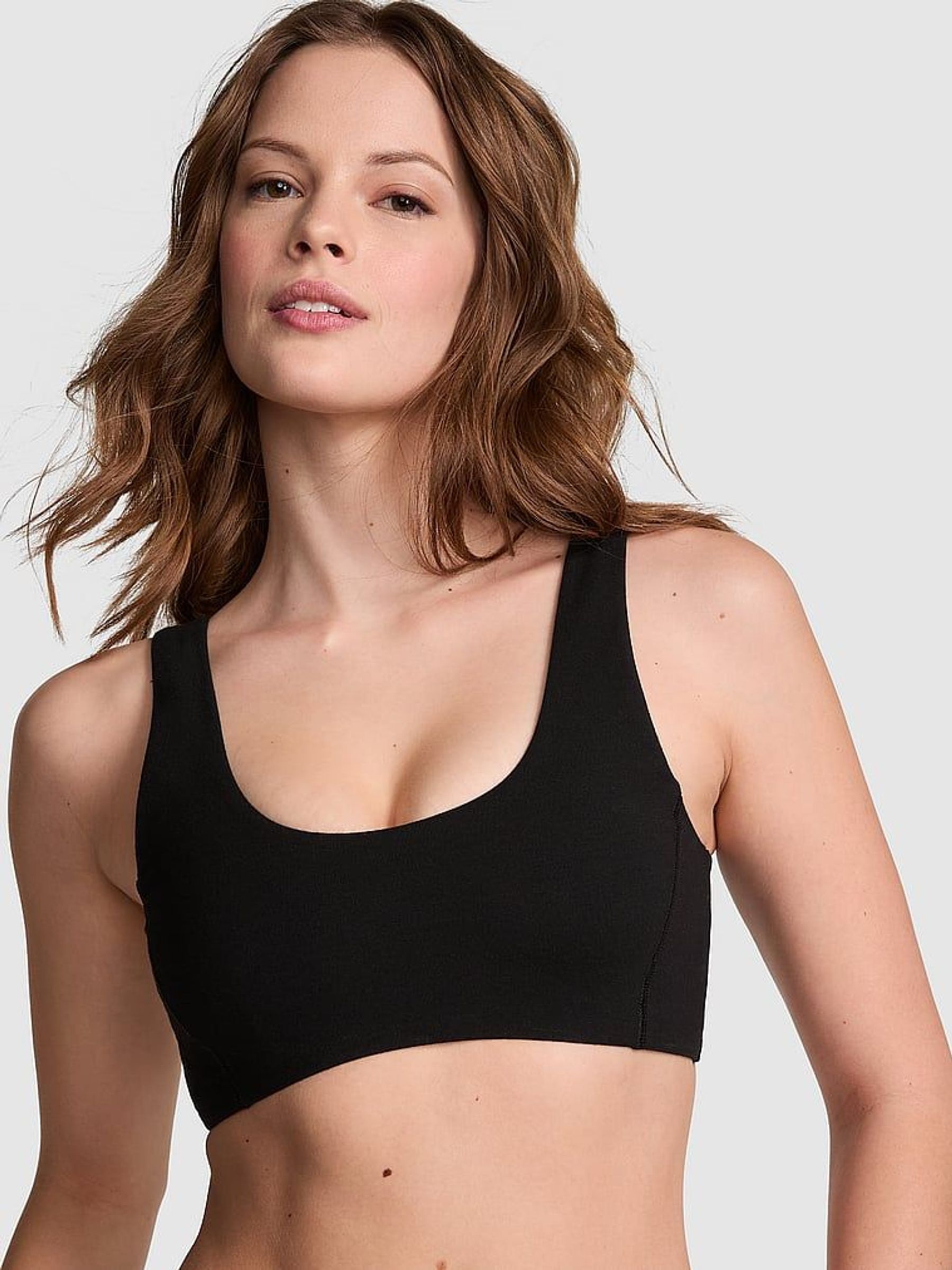Black Cotton Scoop Sports Bra (AY0131) | £25