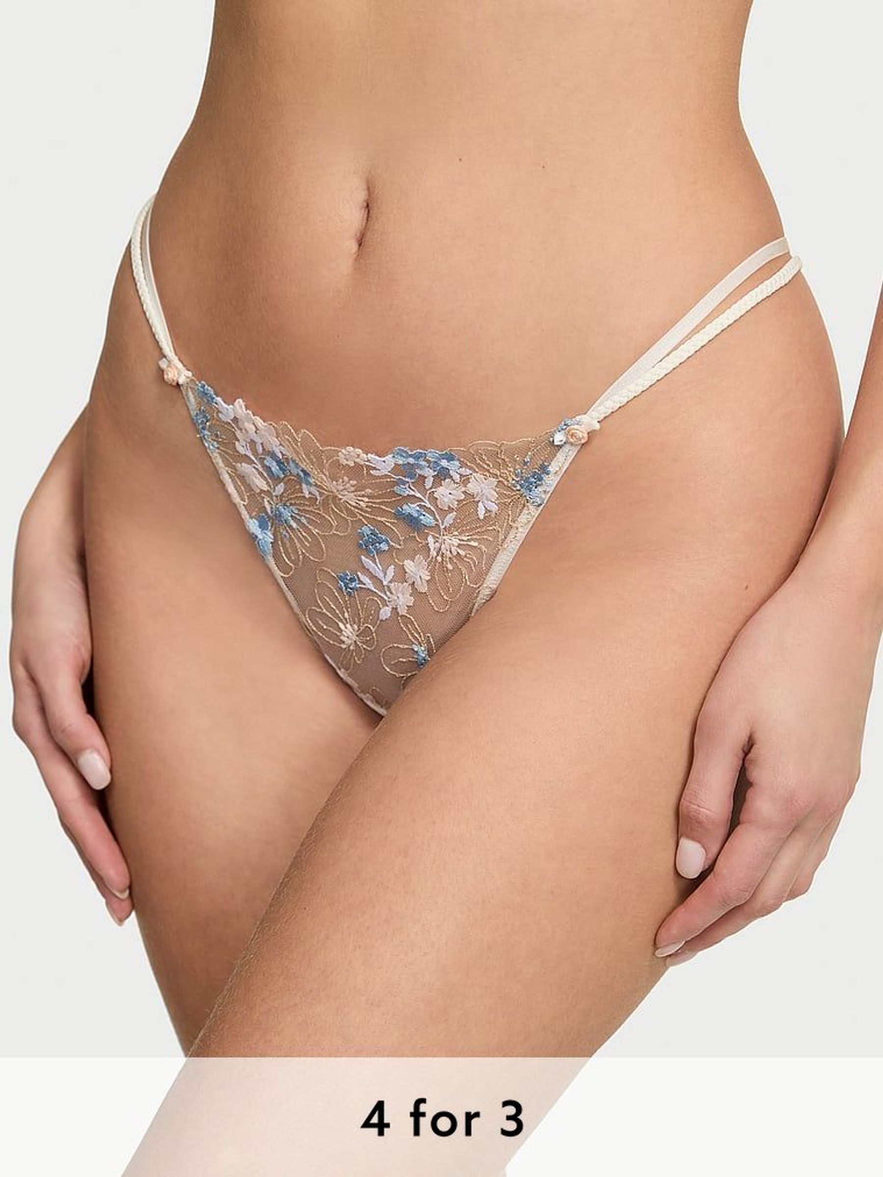 Bloom Blue Brazilian Wildflower Embroidery Knickers (AY0143) | £25