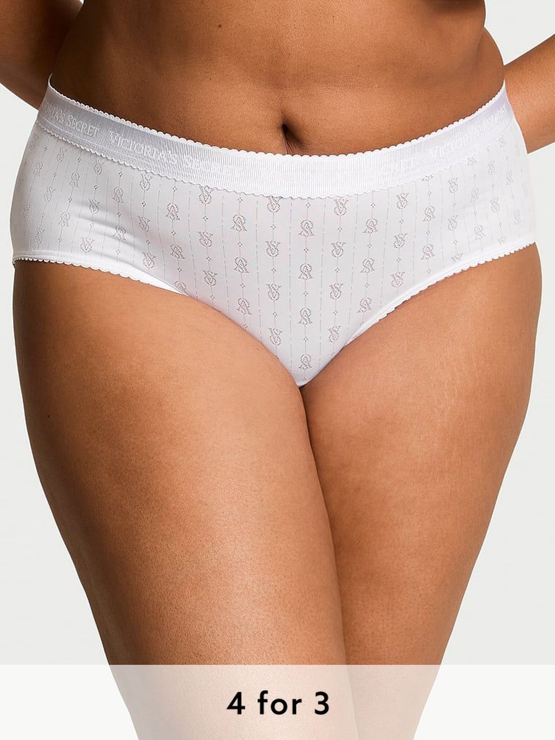 White Hipster Logo Pointelle Knickers (AY0409) | £9