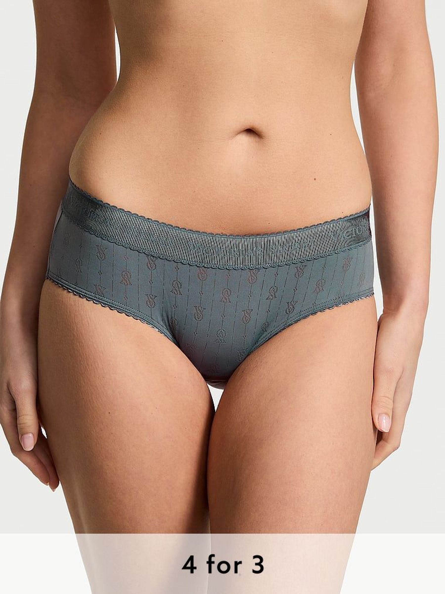 Dark Steel Grey Hipster Logo Pointelle Knickers (AY0422) | £9