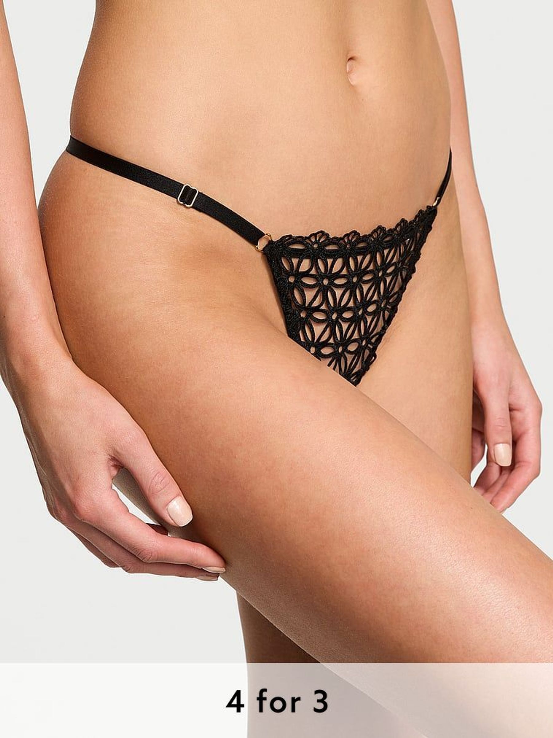 Black G String Geo Daisy Lace Knickers (AY0425) | £20