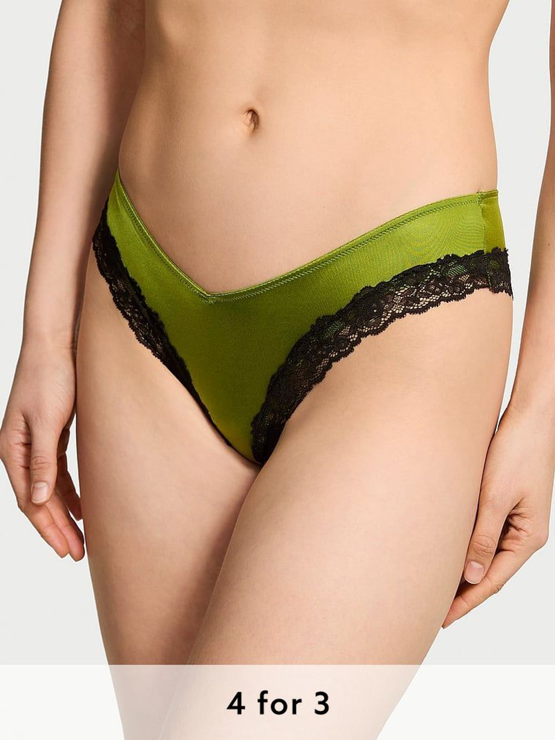 Pear Green Cheeky Lace Trim Knickers (AY0428) | £18
