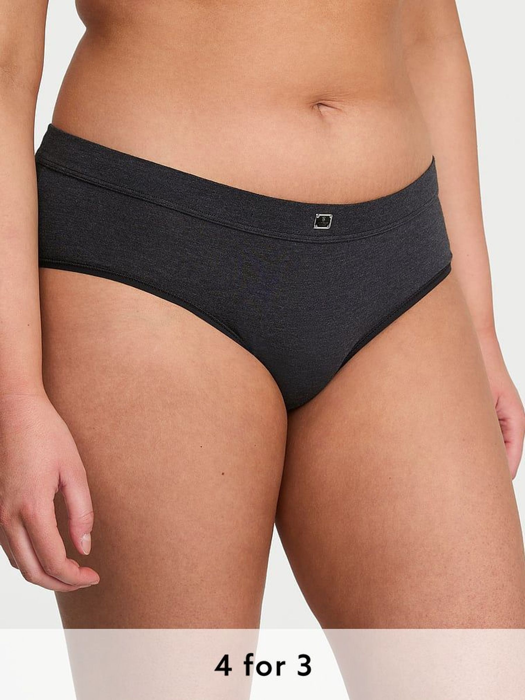 Black Heather Hipster Cotton Logo Knickers (AY0430) | £9
