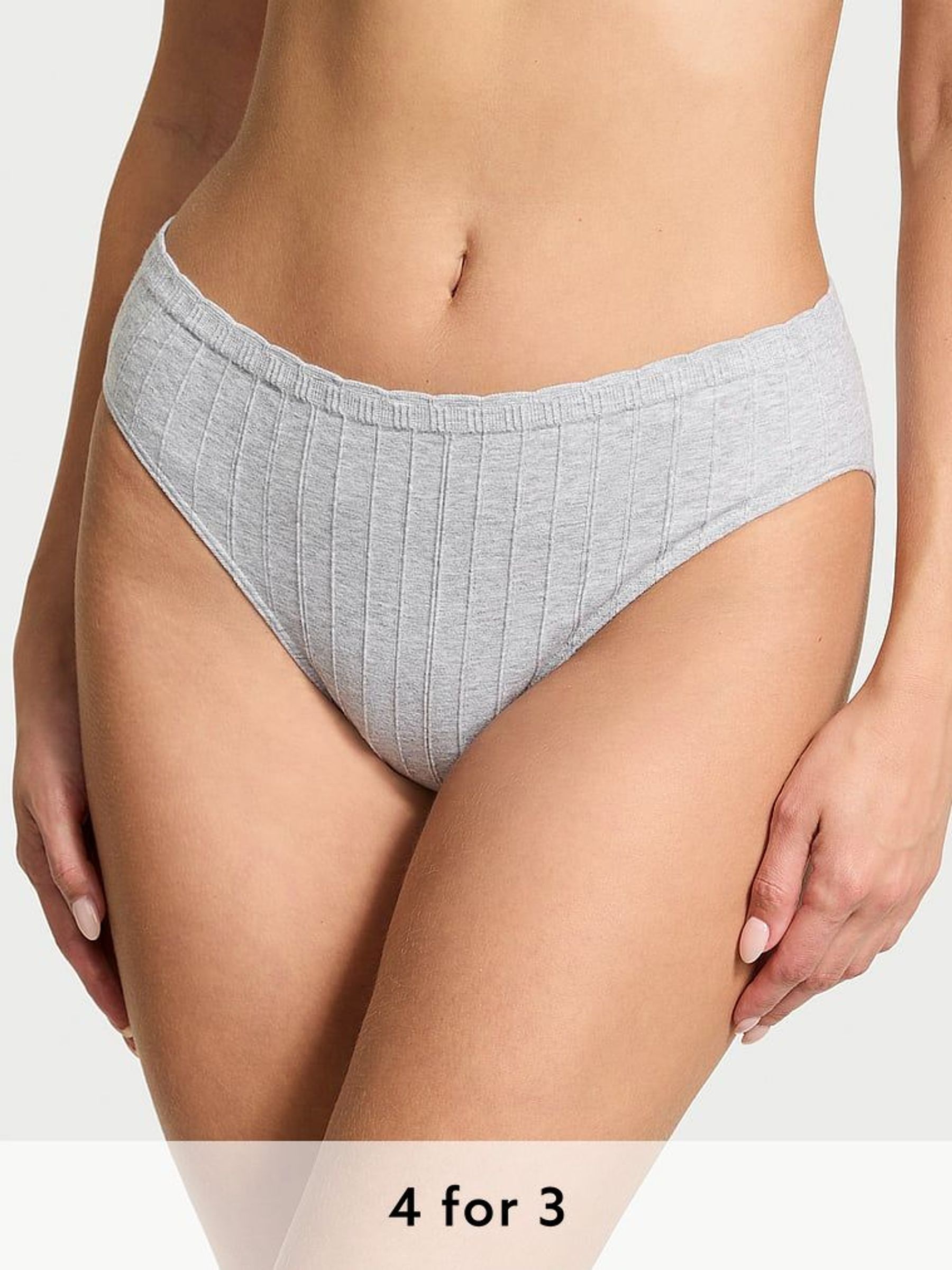 Grey Heather Brief Ribbed Knickers (AY0433) | £9