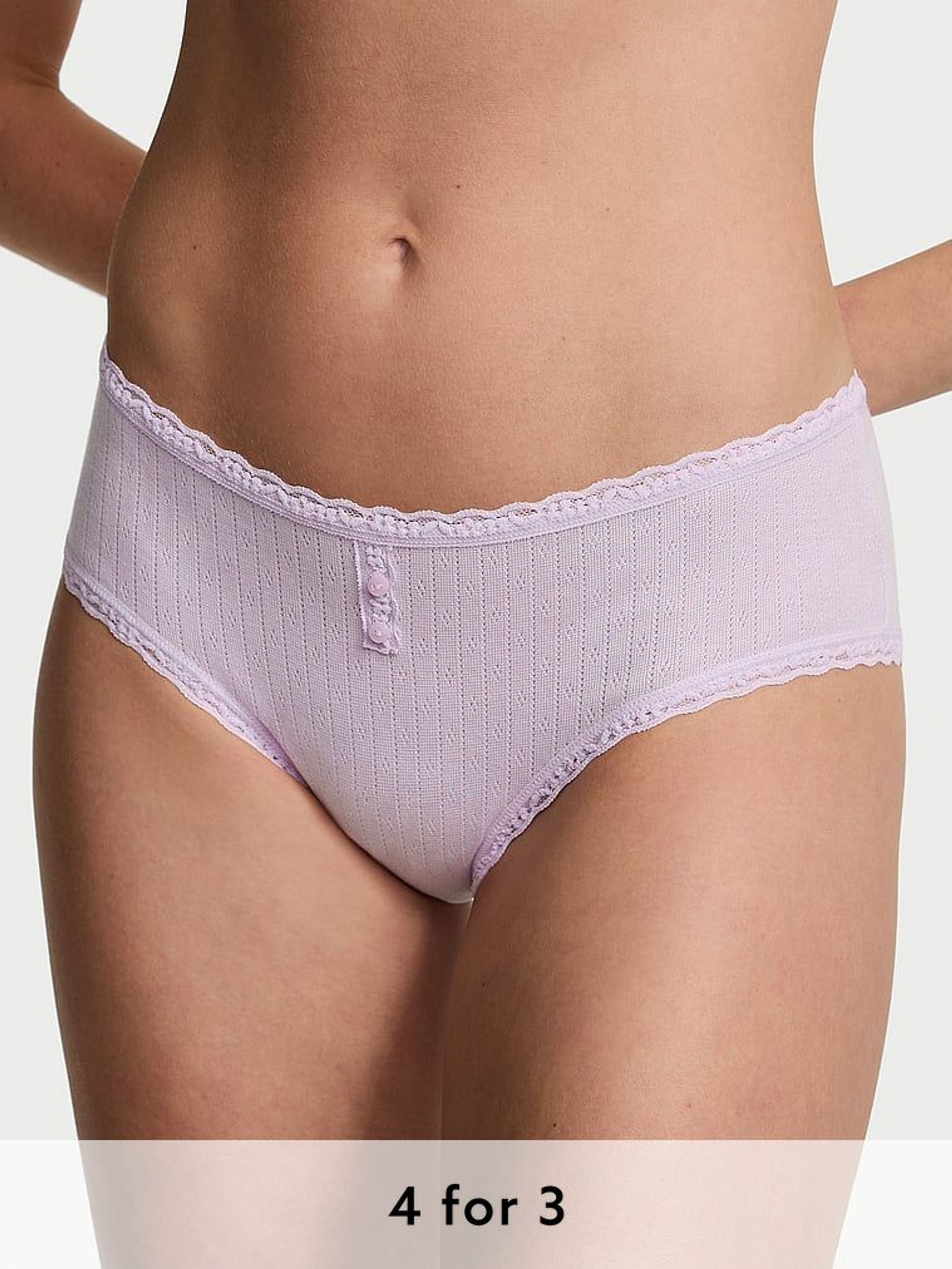 Delicate Violet Purple Cheeky Cotton Pointelle Knickers (AY0447) | £9