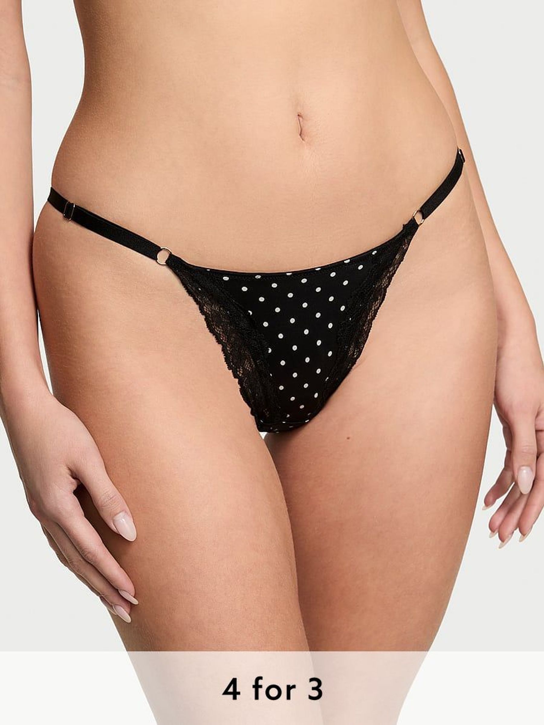 Black Dot G String Lace Trim Knickers (AY0454) | £18
