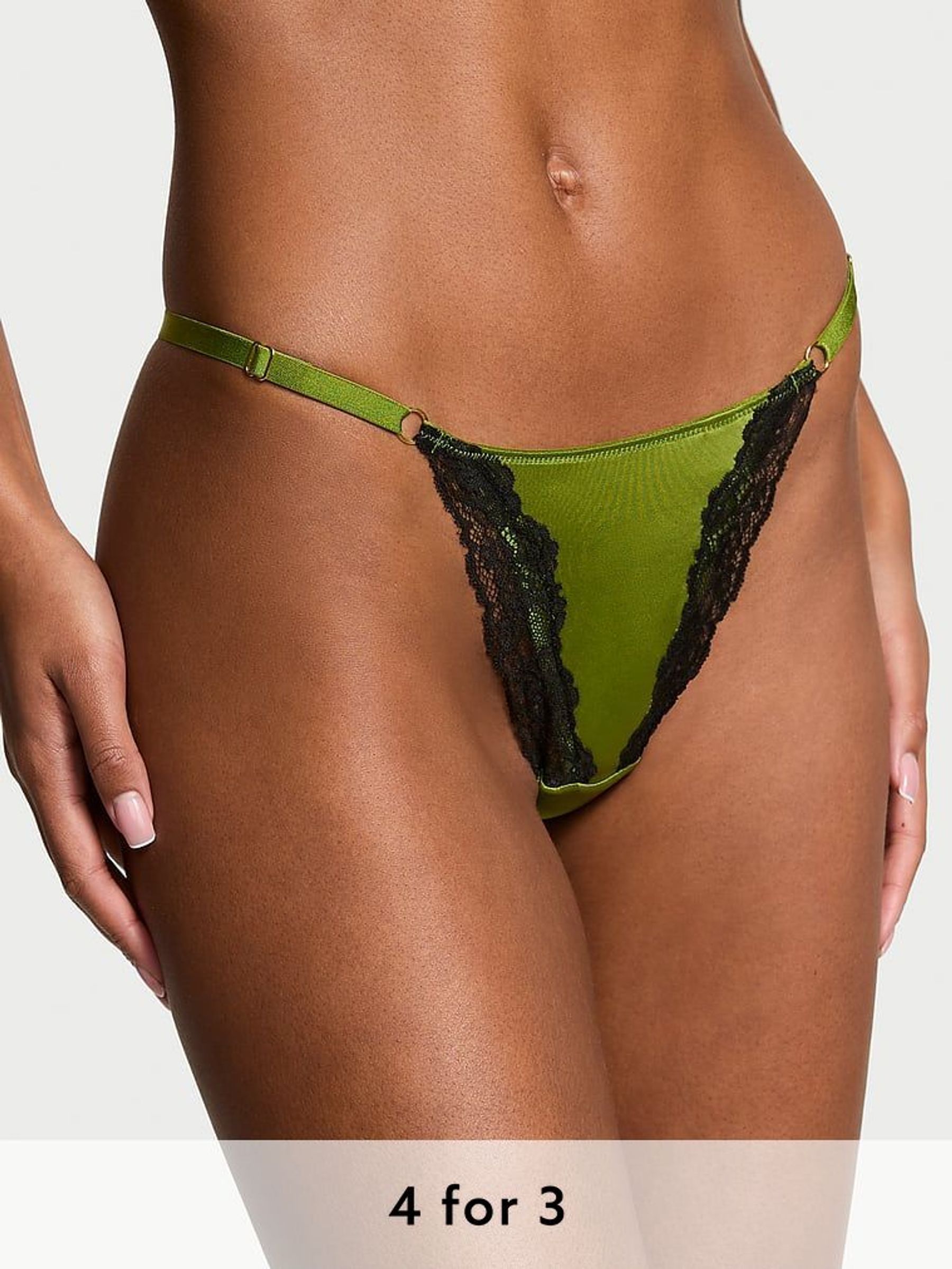 Pear Green G String Lace Trim Knickers (AY0455) | £18