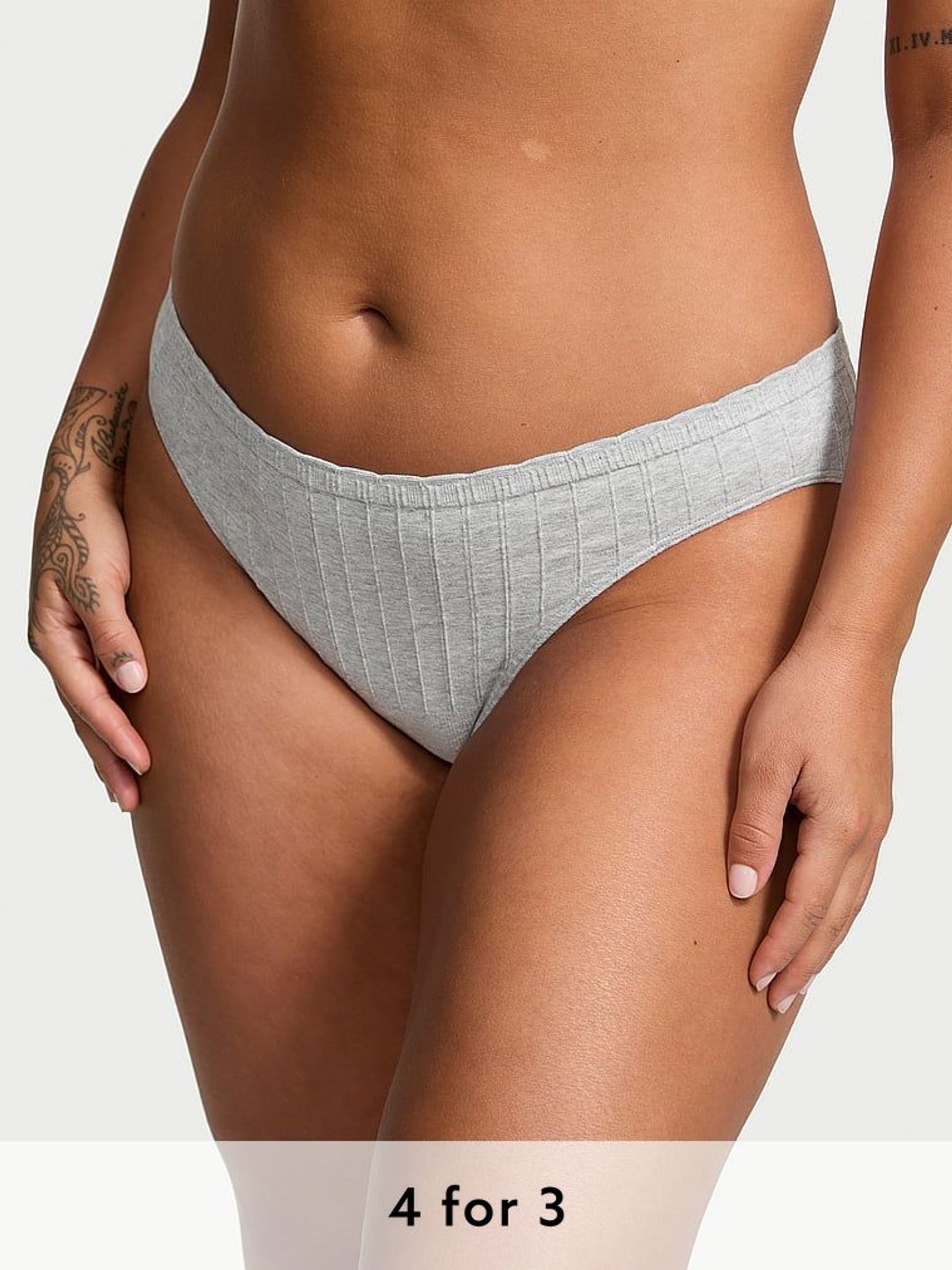 Medium Heather Grey Bikini Ribbed Knickers (AY0457) | £9