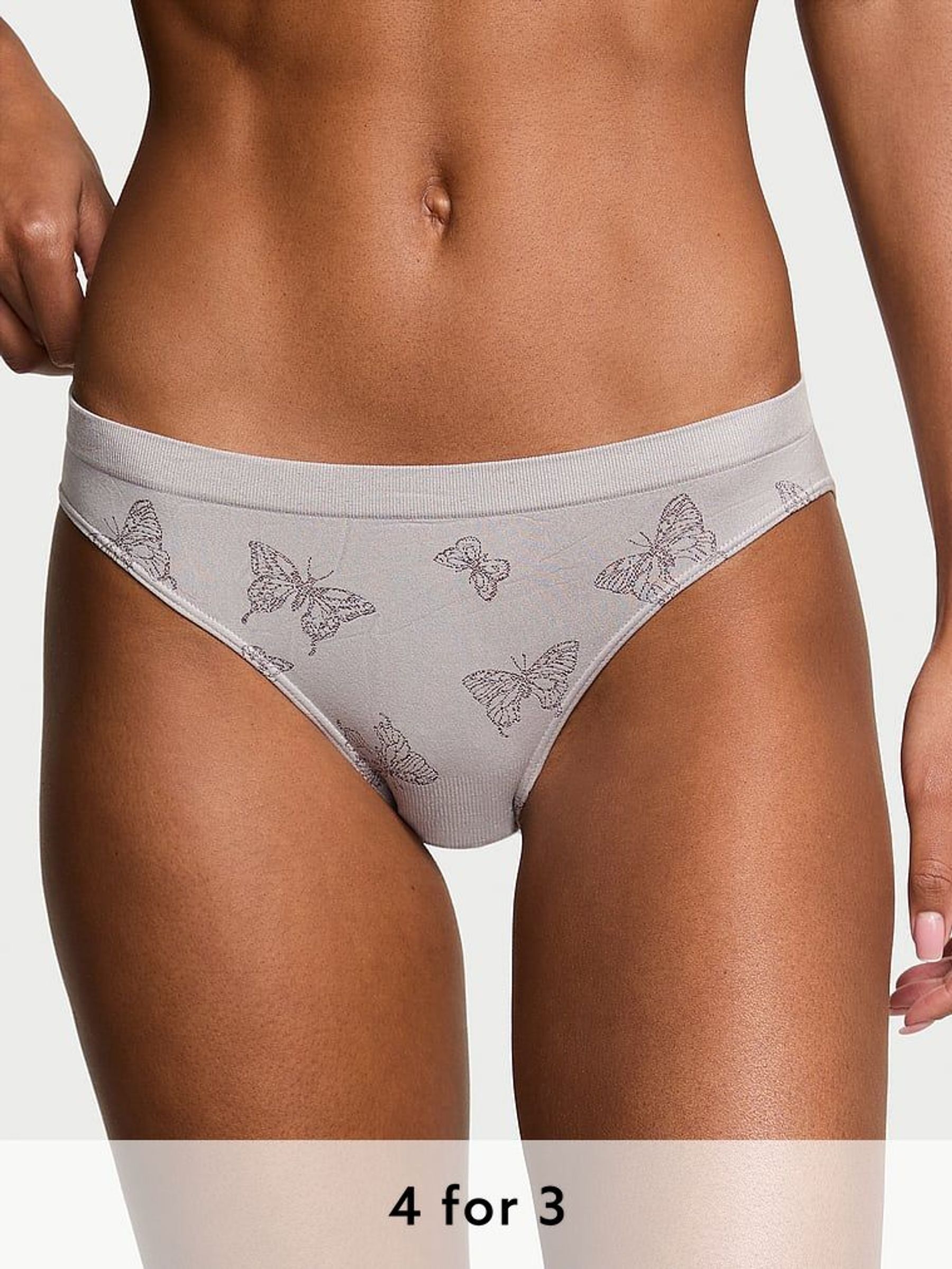 Silver Pearl Grey Butterfly Hipster Knickers (AY0459) | £9