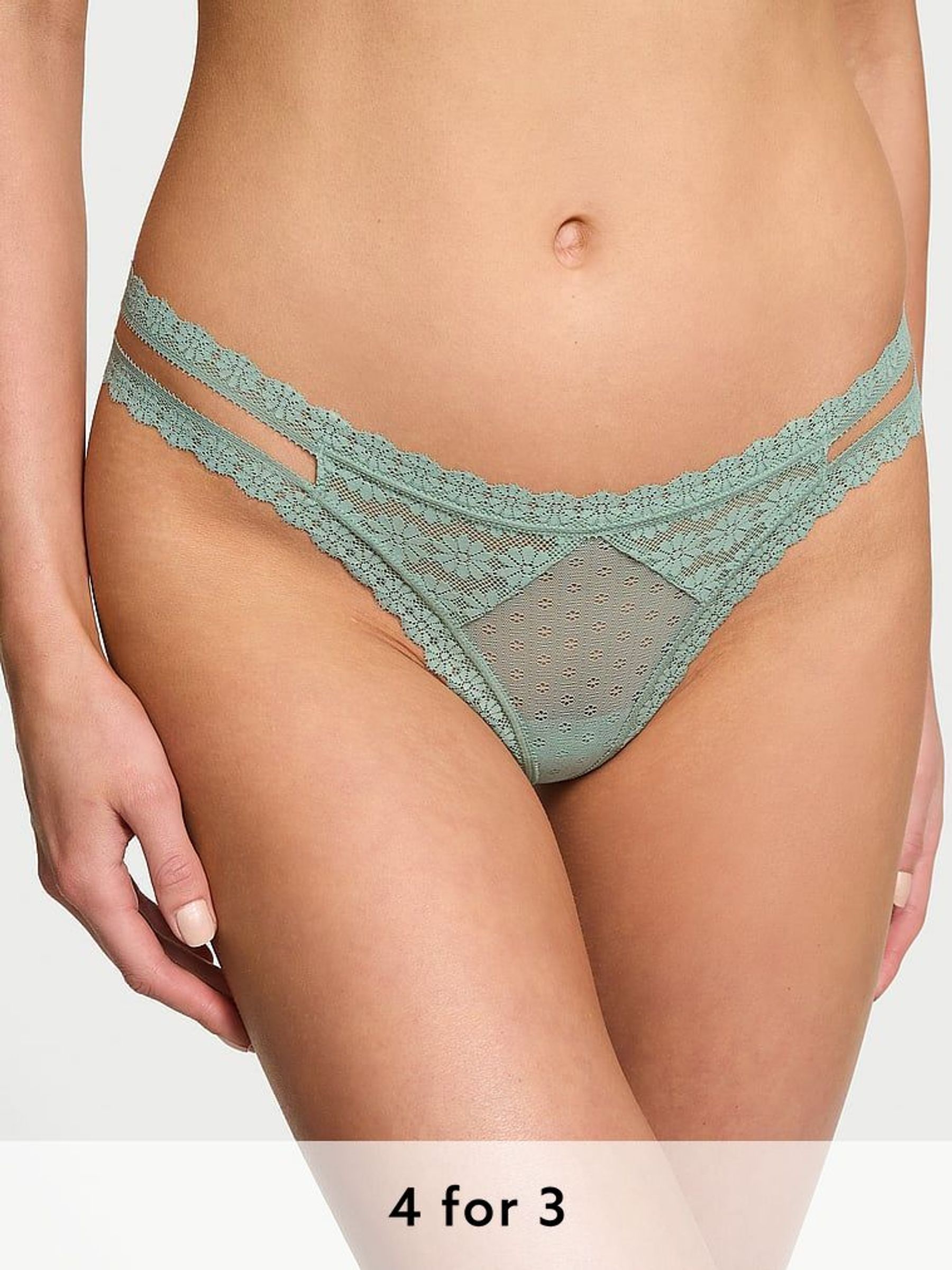 Seasalt Green Double Strap Thong Knickers (AY0463) | £9