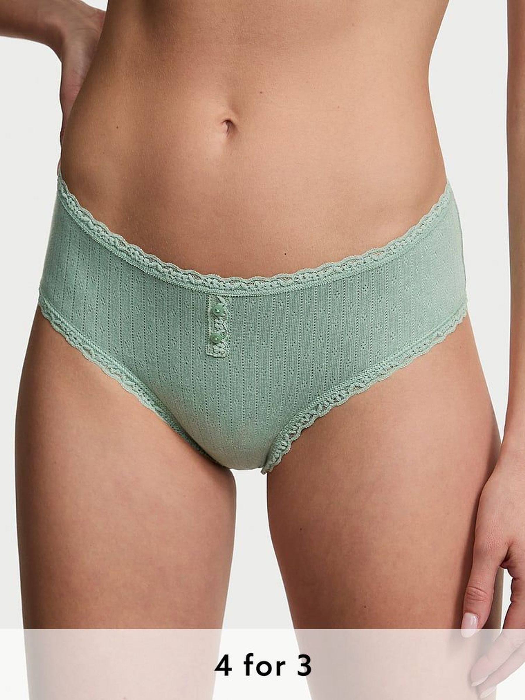Seasalt Green Cheeky Cotton Pointelle Knickers (AY0466) | £9