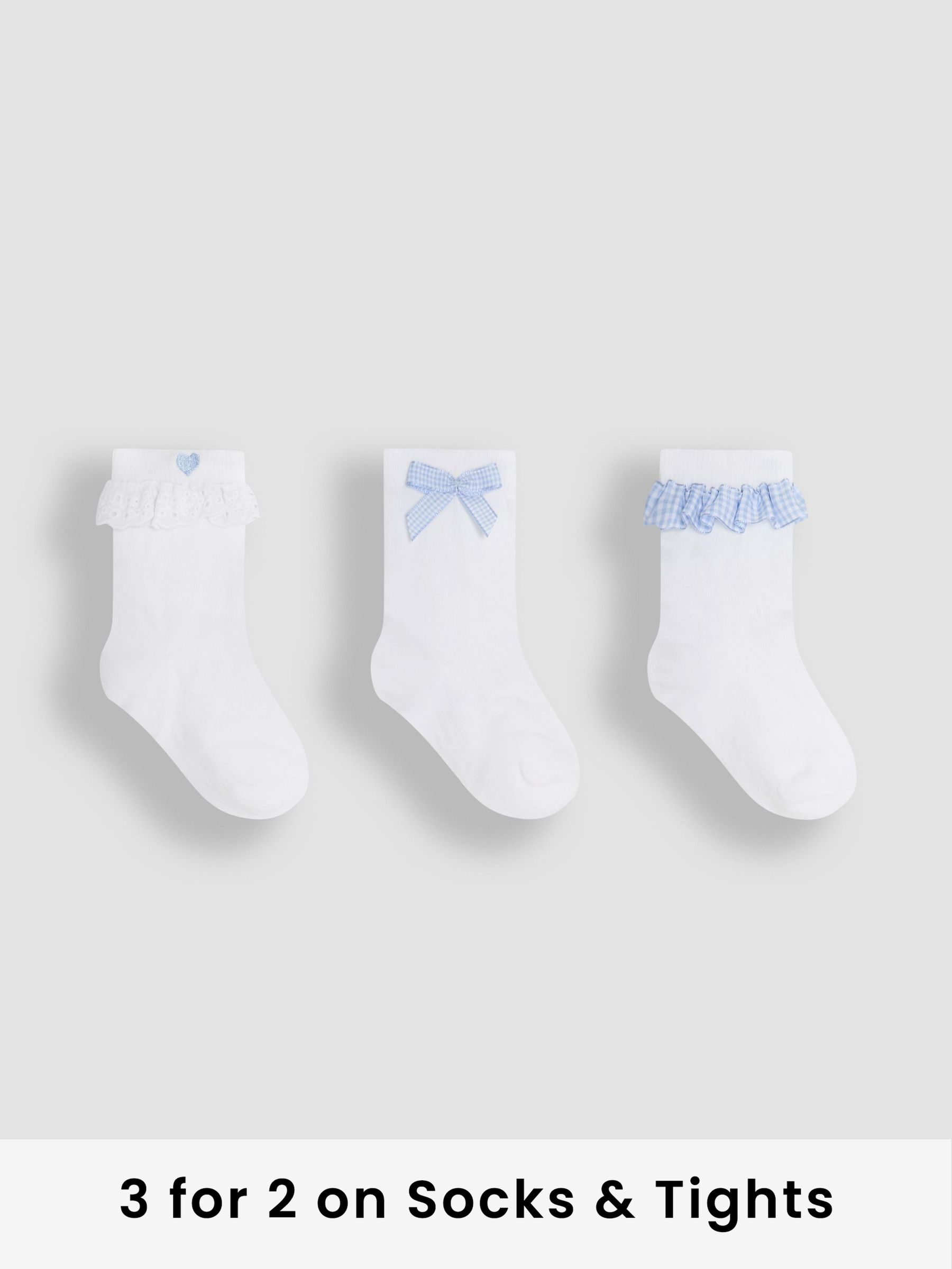 Blue Frilly Socks 3 Pack (AY1340) | £9.50