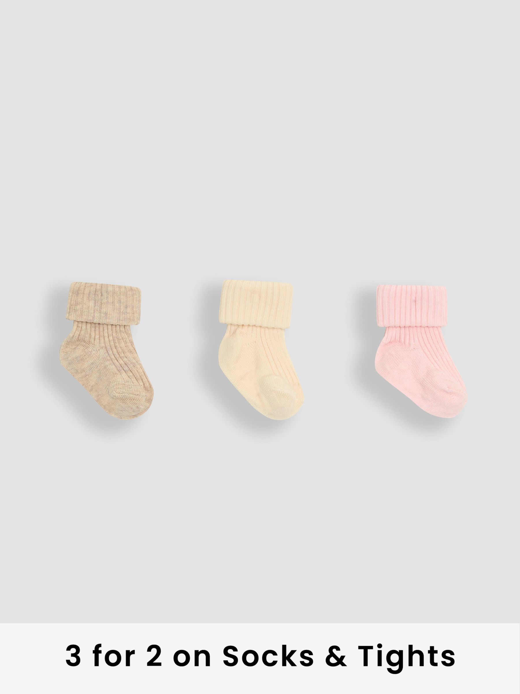 Dusky Pink 3-Pack Ribbed Baby Socks (AY1357) | £9.50