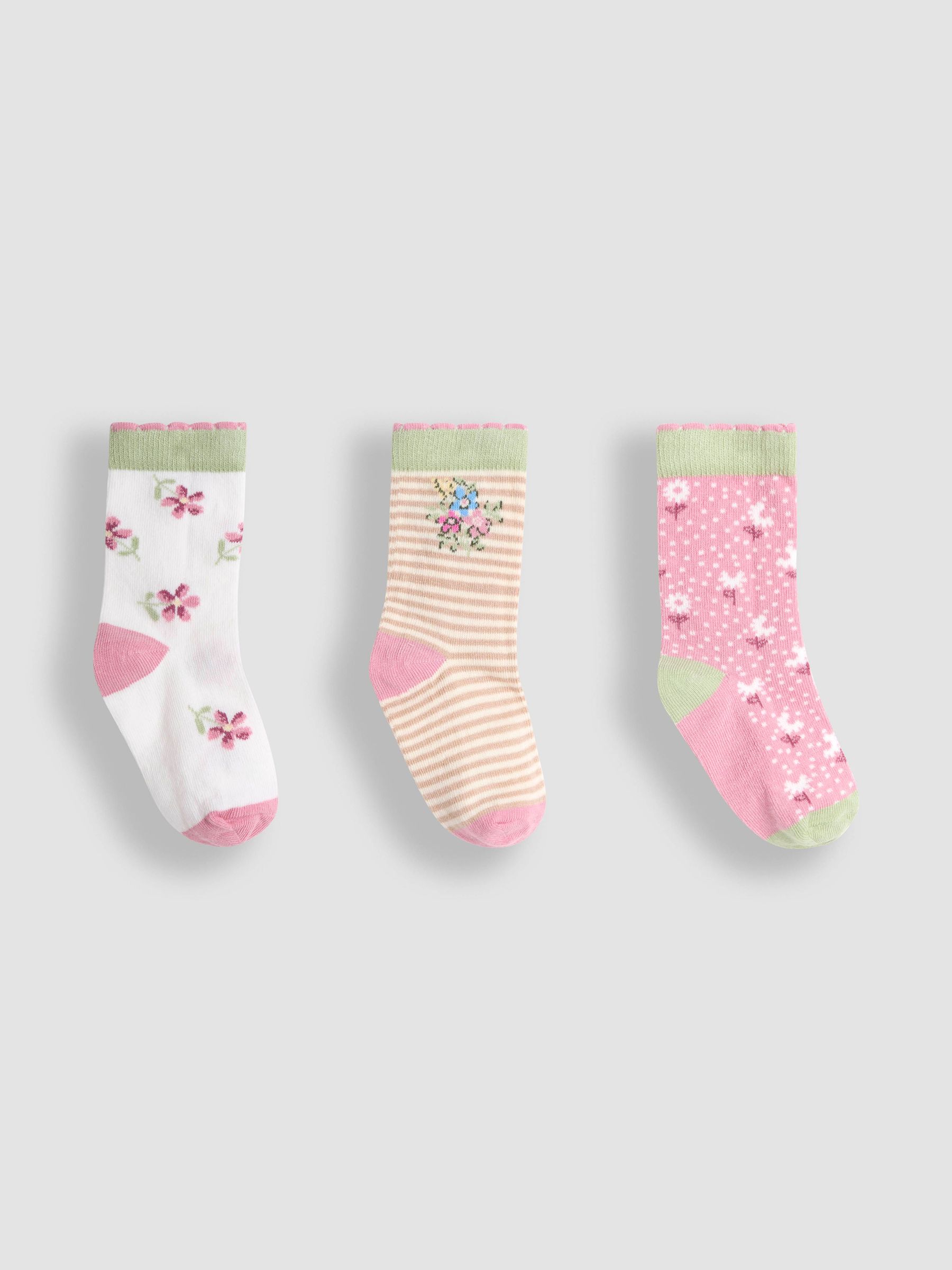 Pale Pink Printed Socks 3 Pack (AY1358) | £9.50