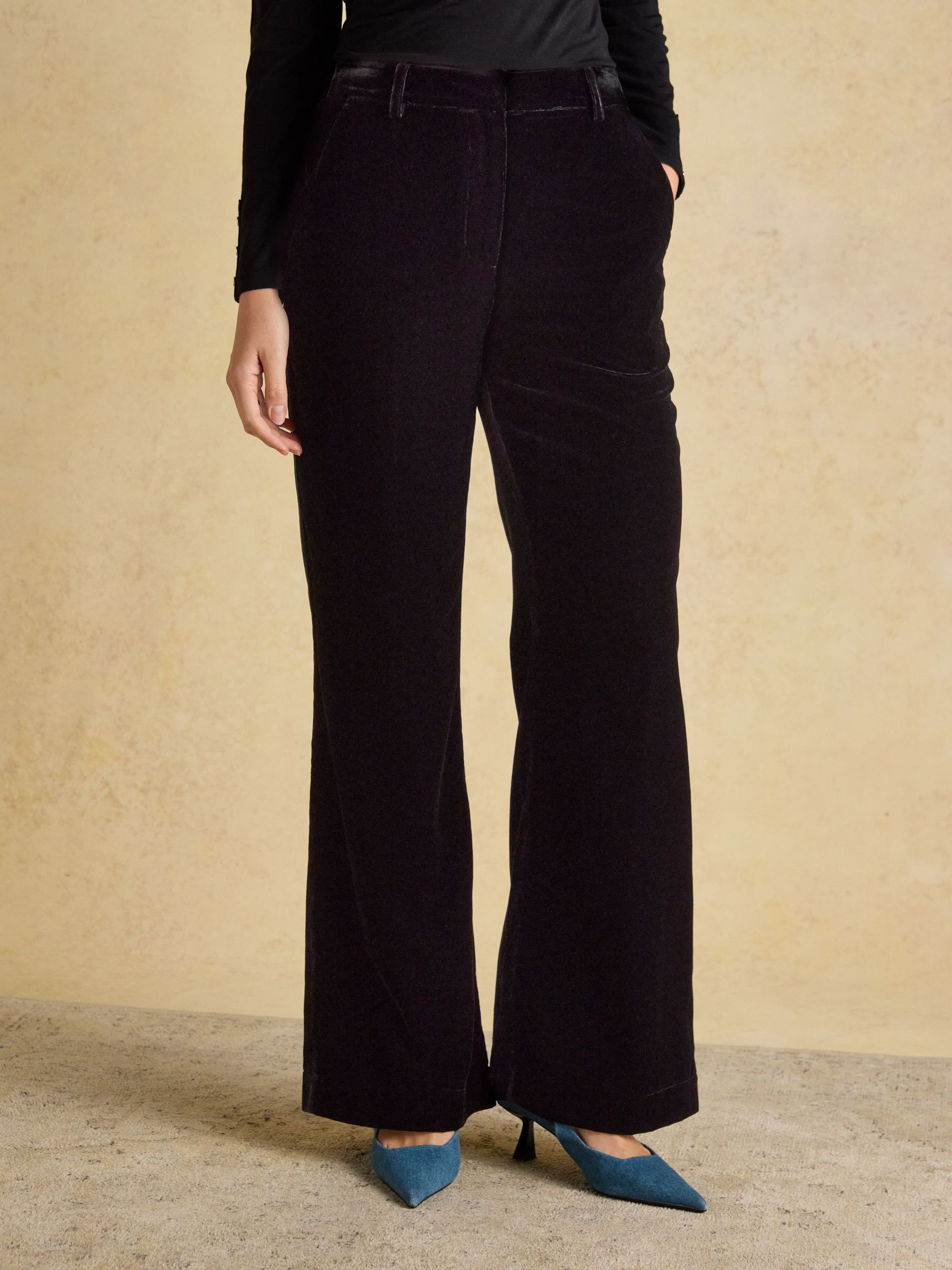 Velvet Black Wide Leg Trouser (AY2036) | £75