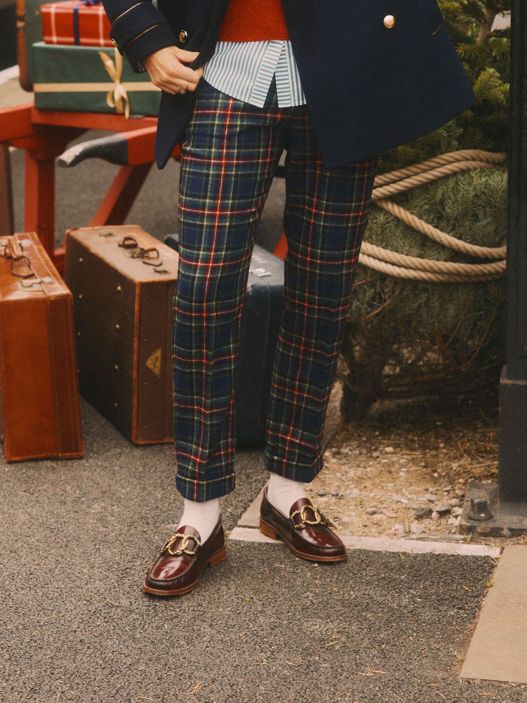 Cora Navy Check Tapered Tweed Trouser (AY2039) | £85