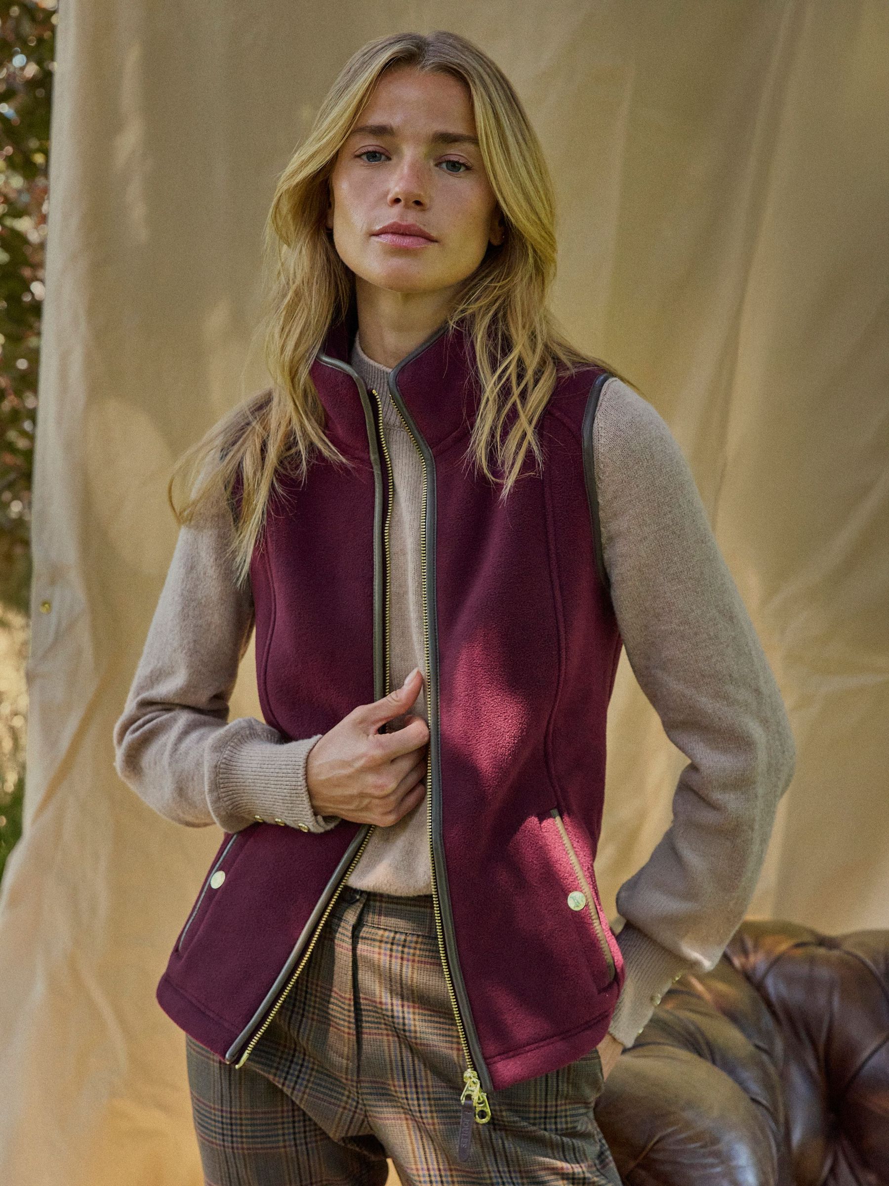 Heritage Burgundy Regular Fleece Gilet