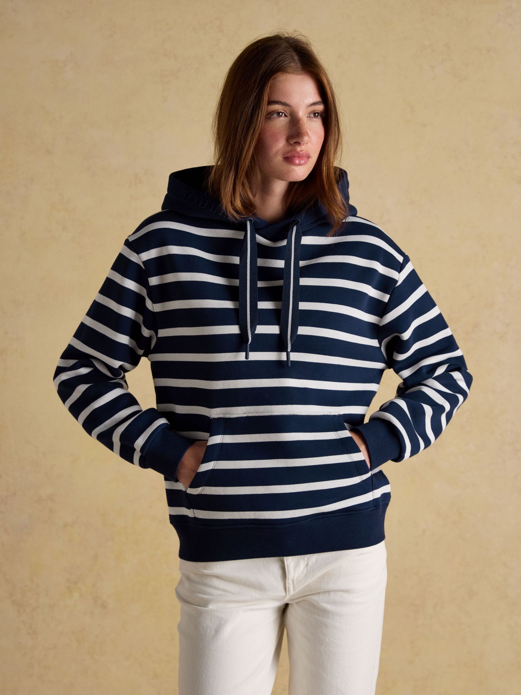 Milbourne Navy & Cream Striped Cotton Blend Hoodie (AY2082) | £59