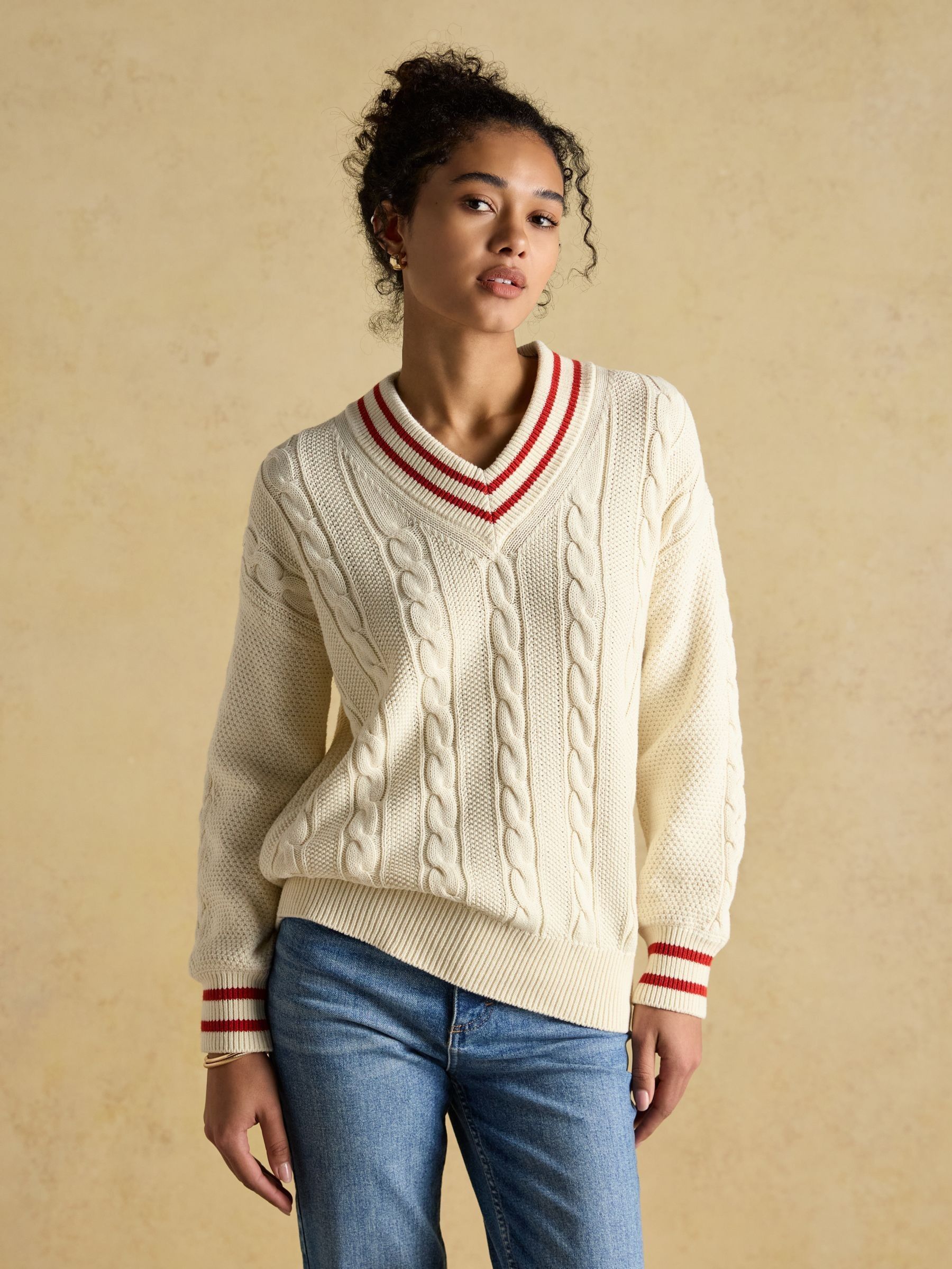 Dibbly Cream Cotton Cable Knit Cricket Jumper (AY2193) | £65