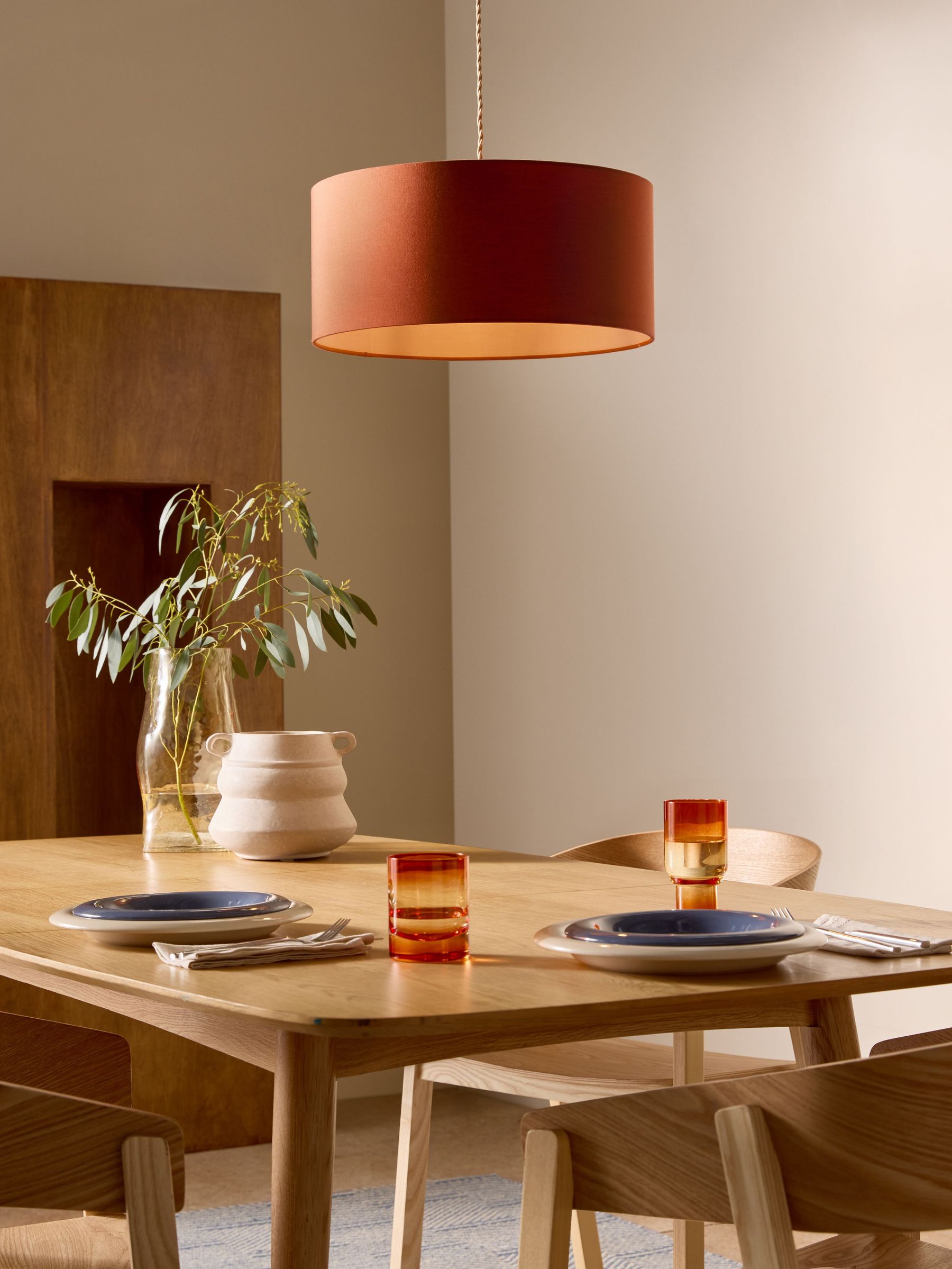 Oro Pendant Drum Lamp Shade in Orange/Pink (AY2563) | £49
