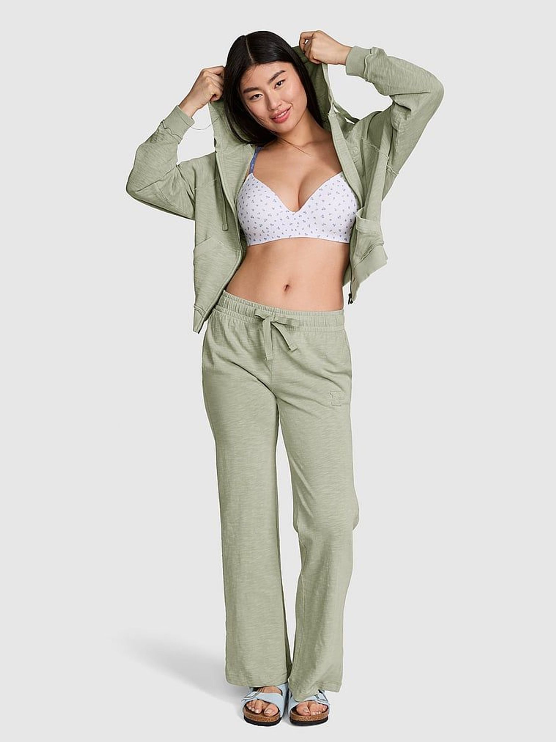 Green Garden Flared Jersey Joggers (AY3111) | £39