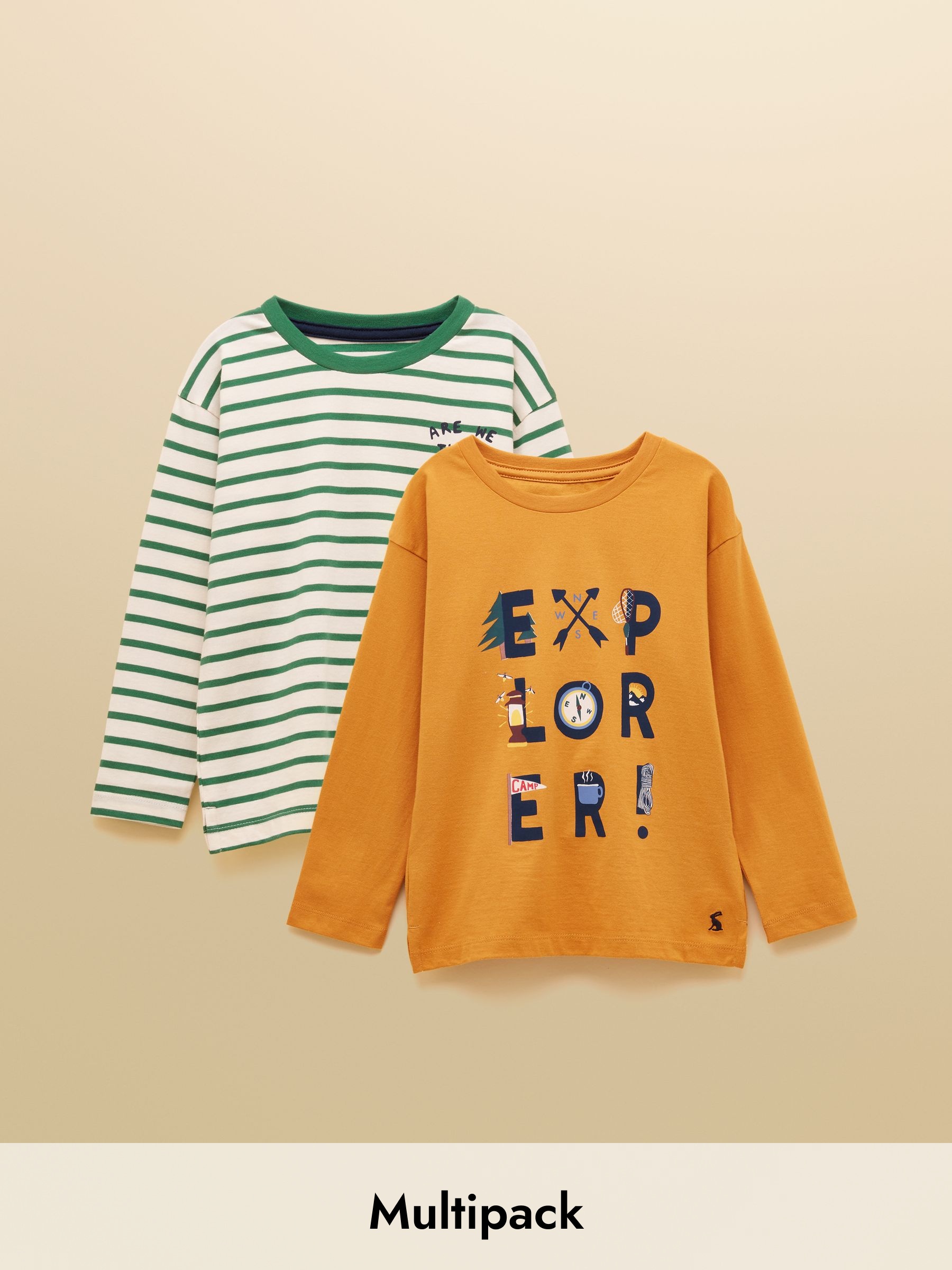 Boys' Yellow Print & Green Stripe Long Sleeve Tops 2 Pack (AY4063) | £19.95 - £23.95