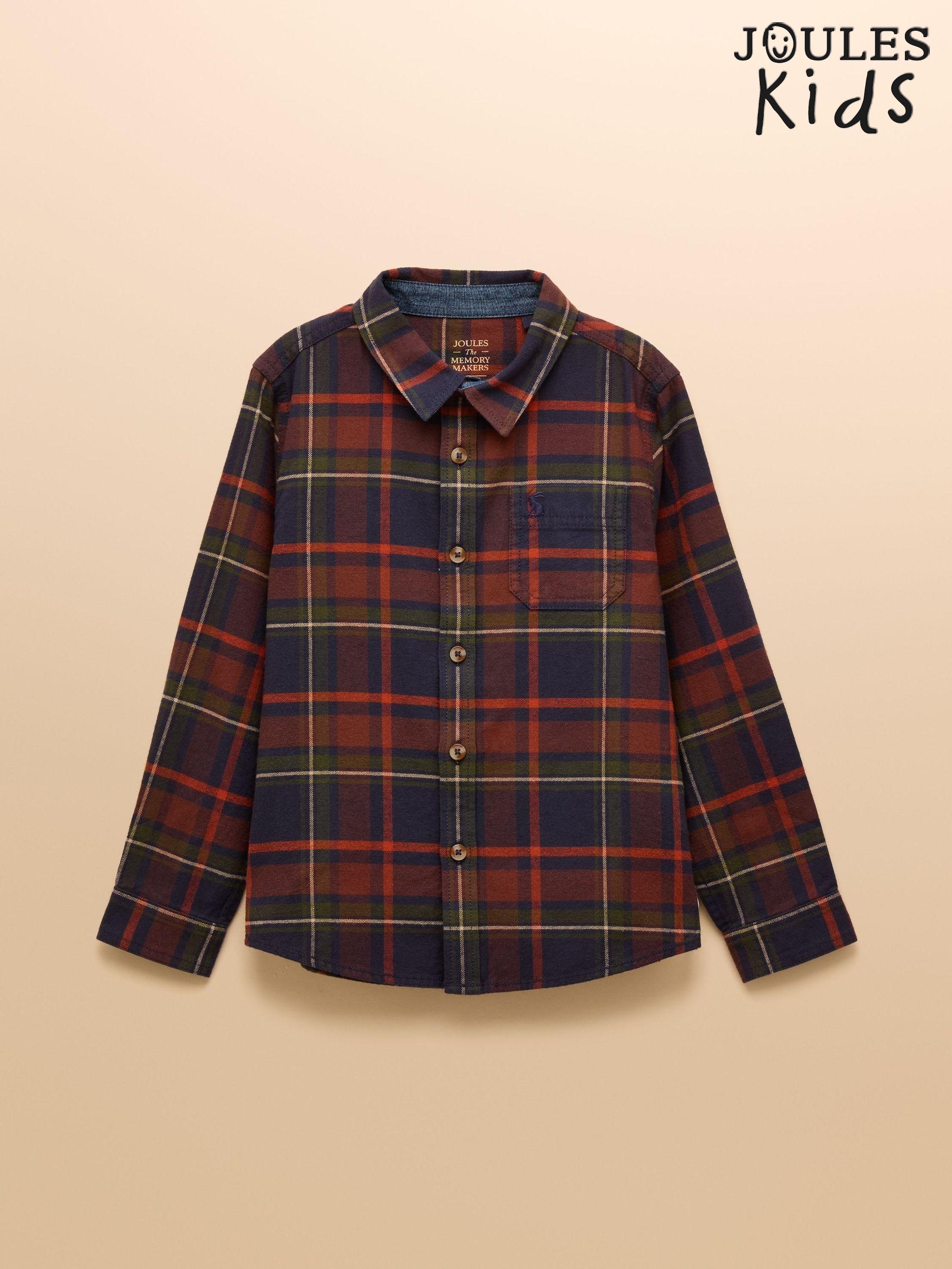 Boys' Brushed Navy Check Flannel Checked Shirt (AY5101) | £22 - £28