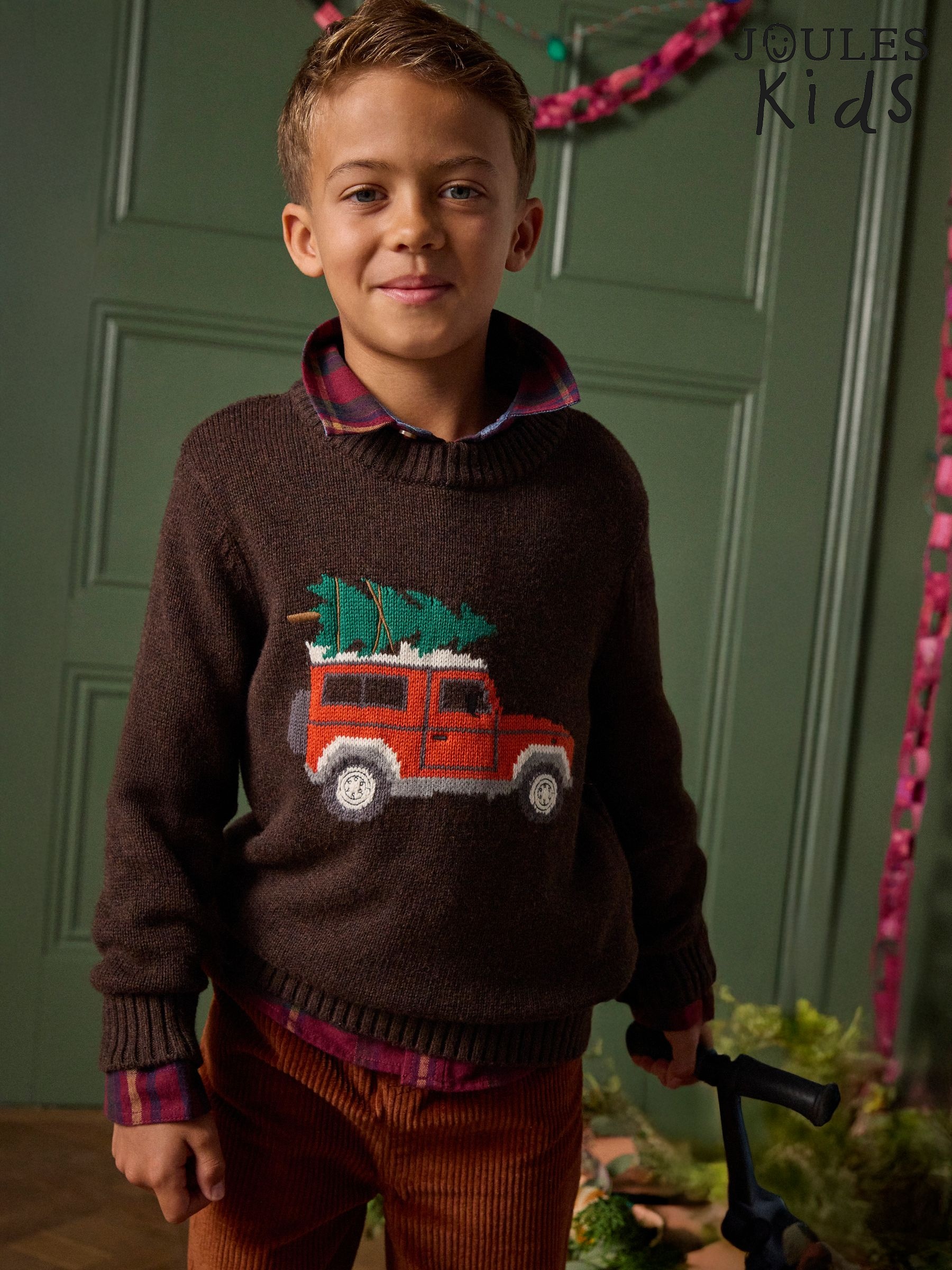 Kids' Cracking Brown Intarsia Knit Jumper (AY5104) | £28 - £31