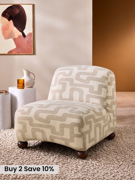 Elwen Accent Chair in Clyde Abstract Weave Natural Sand (AY5144) | £299