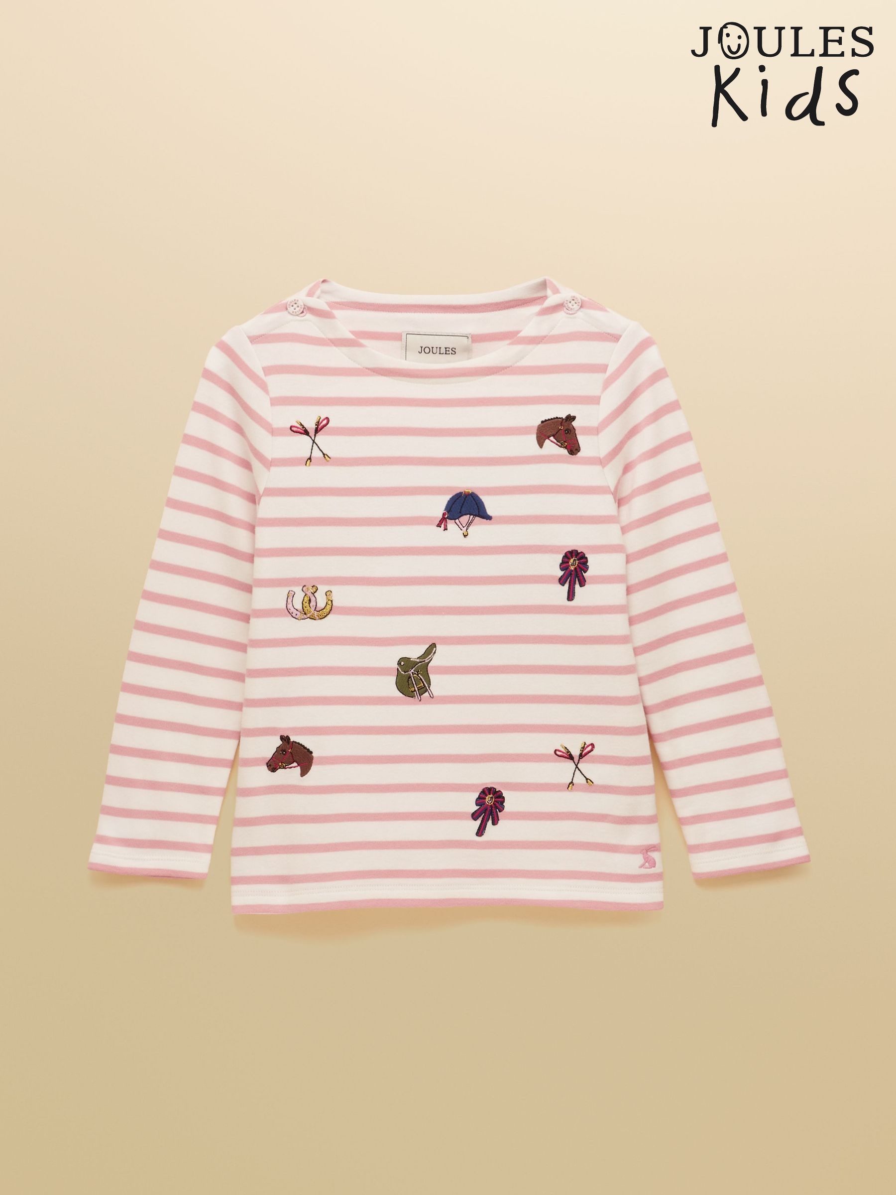 Girls' Harbour Pink & Cream Long Sleeve Jersey Top (AY5461) | £18 - £22